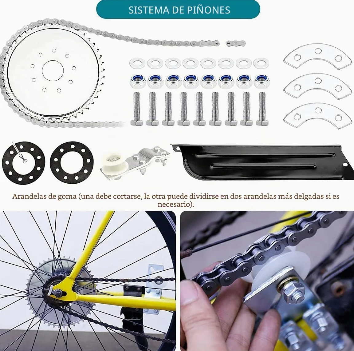 Kit de motorización para bicicleta de 2 tiempos, 100 cc, motor de gasolina, kit de conversión de bicicleta plateado