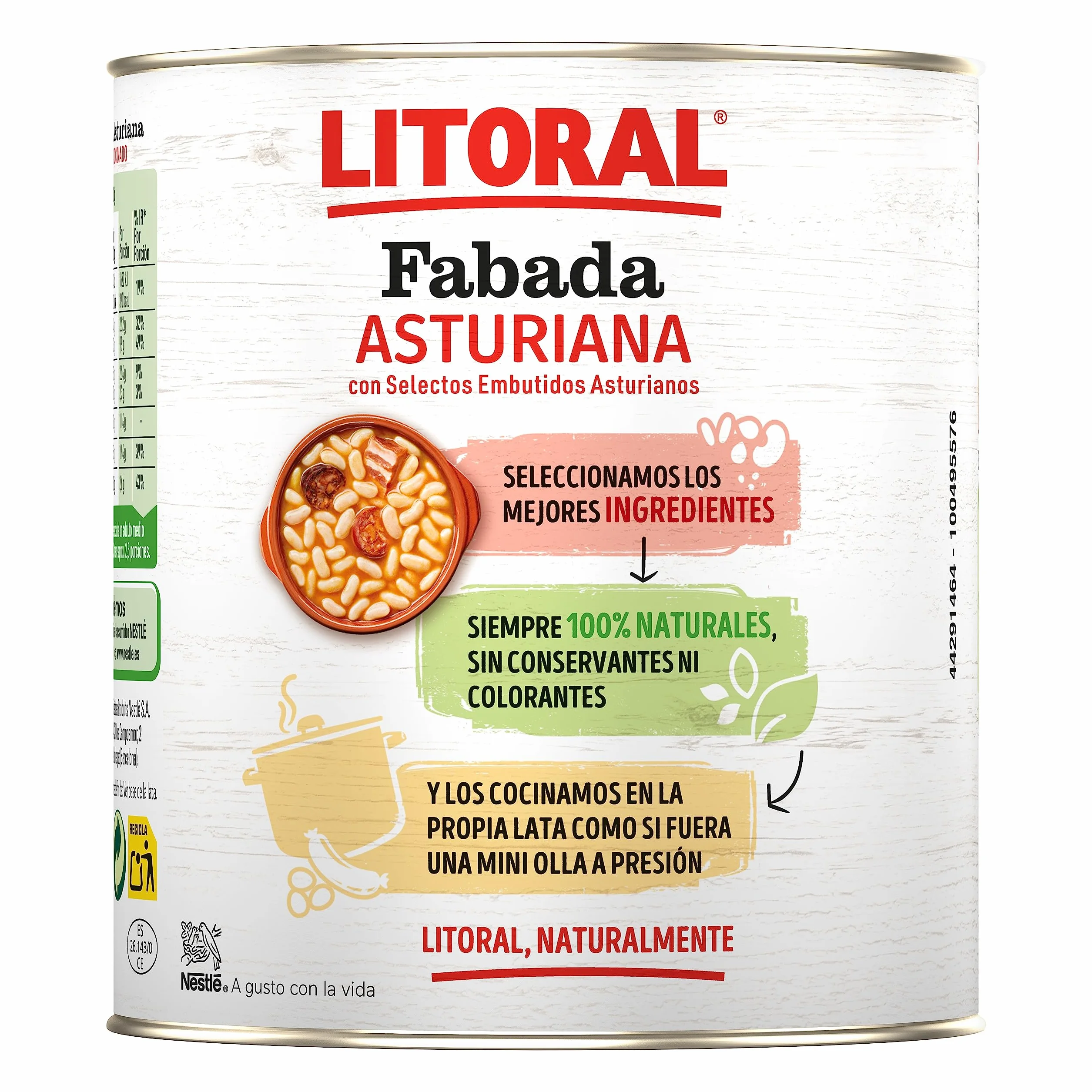 LITORAL Fabada Asturiana Plato Preparado Sin Gluten 6x850g