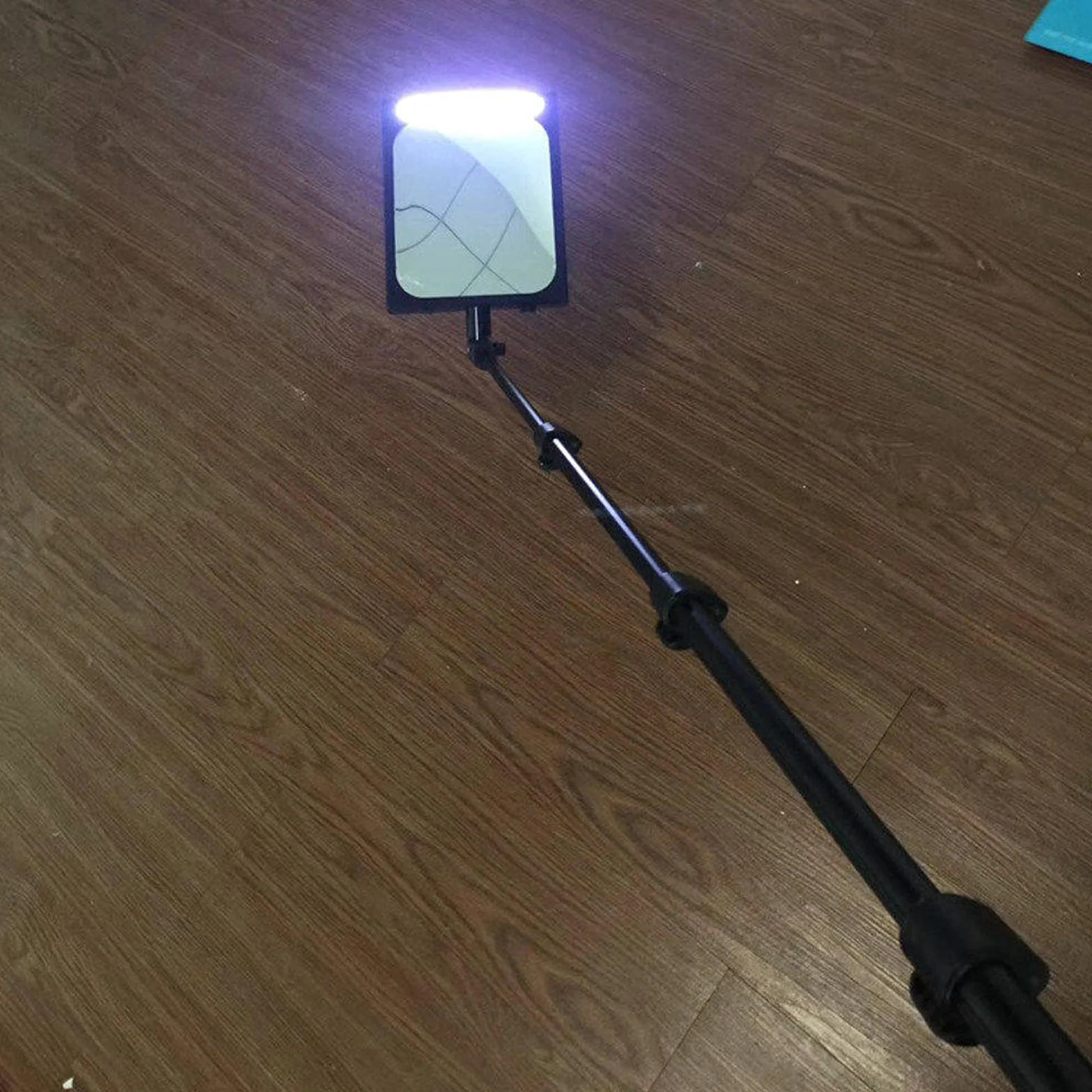 2 piezas de espejo de inspección de vehículos para el cuidado del hogar con luz LED, espejo de inspección de bajos con mango retráctil ajustable, equipo visual recargable para vehículos, para EE.