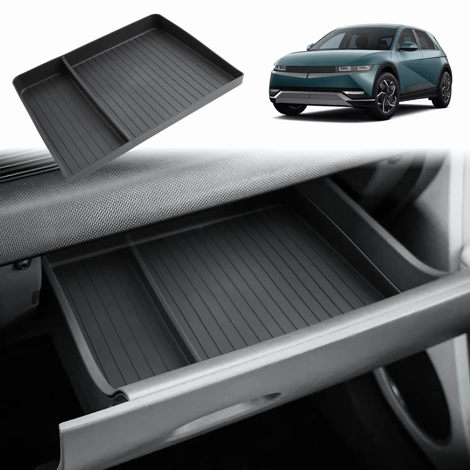 GAFAT Compatible con Hyundai Ioniq 5 N-line 2021-2025 2026 Organizador de Consola Central para Guantera, Facelift Ioniq 5 2024 Accesorios Caja de Almacenamiento, de Goma Blanda TPE, Plegable
