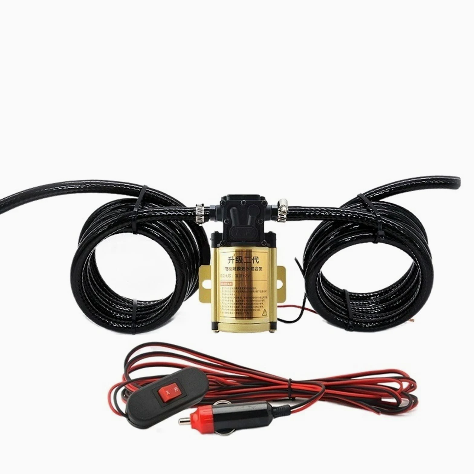 Bomba diésel de Gasolina eléctrica de 12V y 24V, Bomba autocebante Universal de Alta Potencia,Resistente A La CorrosióN(Golden 24V,Pump 4m Plug 6m Tube)