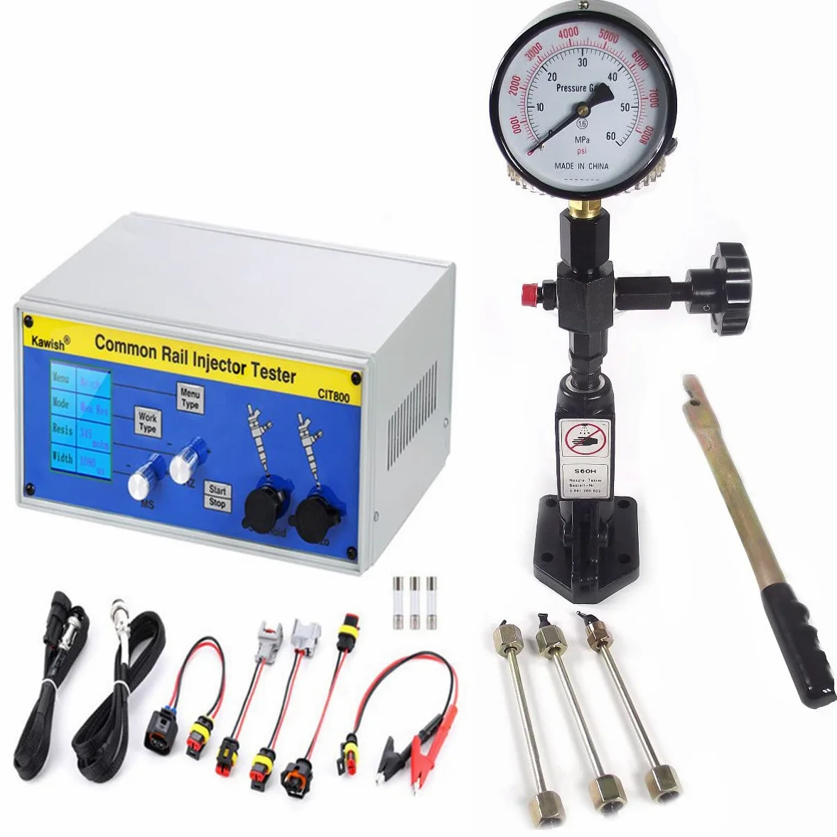 TAHALI Probador de inyectores diésel Probador de inyectores Common Rail CR-C Probador de boquillas diésel multifunción Profesional + Probador de inyectores de Combustible S60H