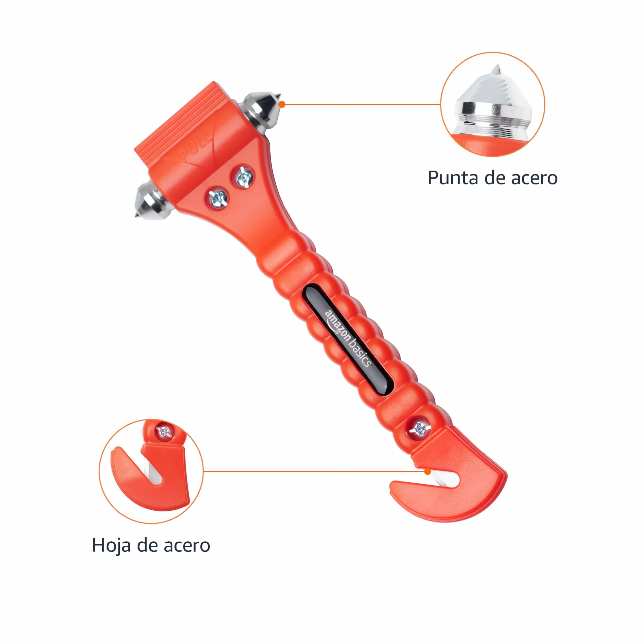Amazon Basics Cortador de cinturón de Seguridad y Martillo rompecristales de Emergencia, Paquete de 2