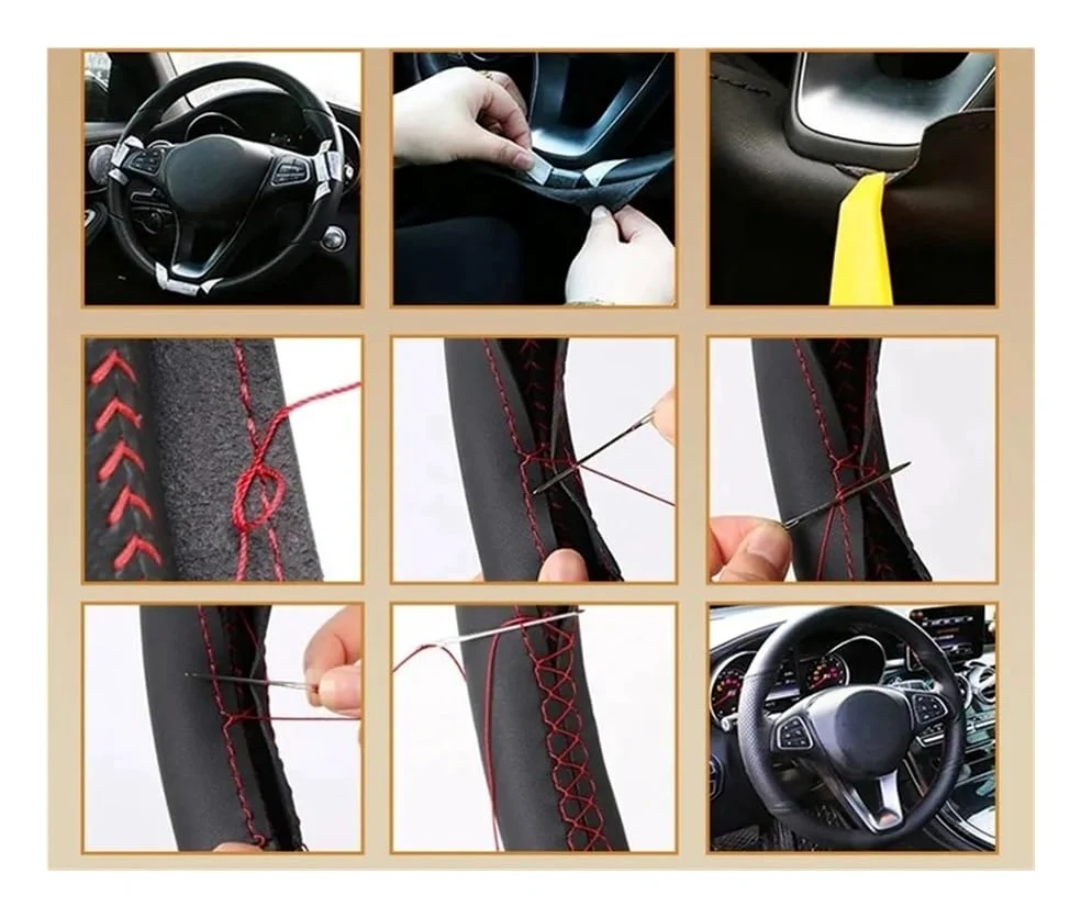Funda para Volante de Coche de Microfibra PU para Q7 Q3 Q5 A4 B8 2014 2015 A6 C7, Accesorios Interiores.