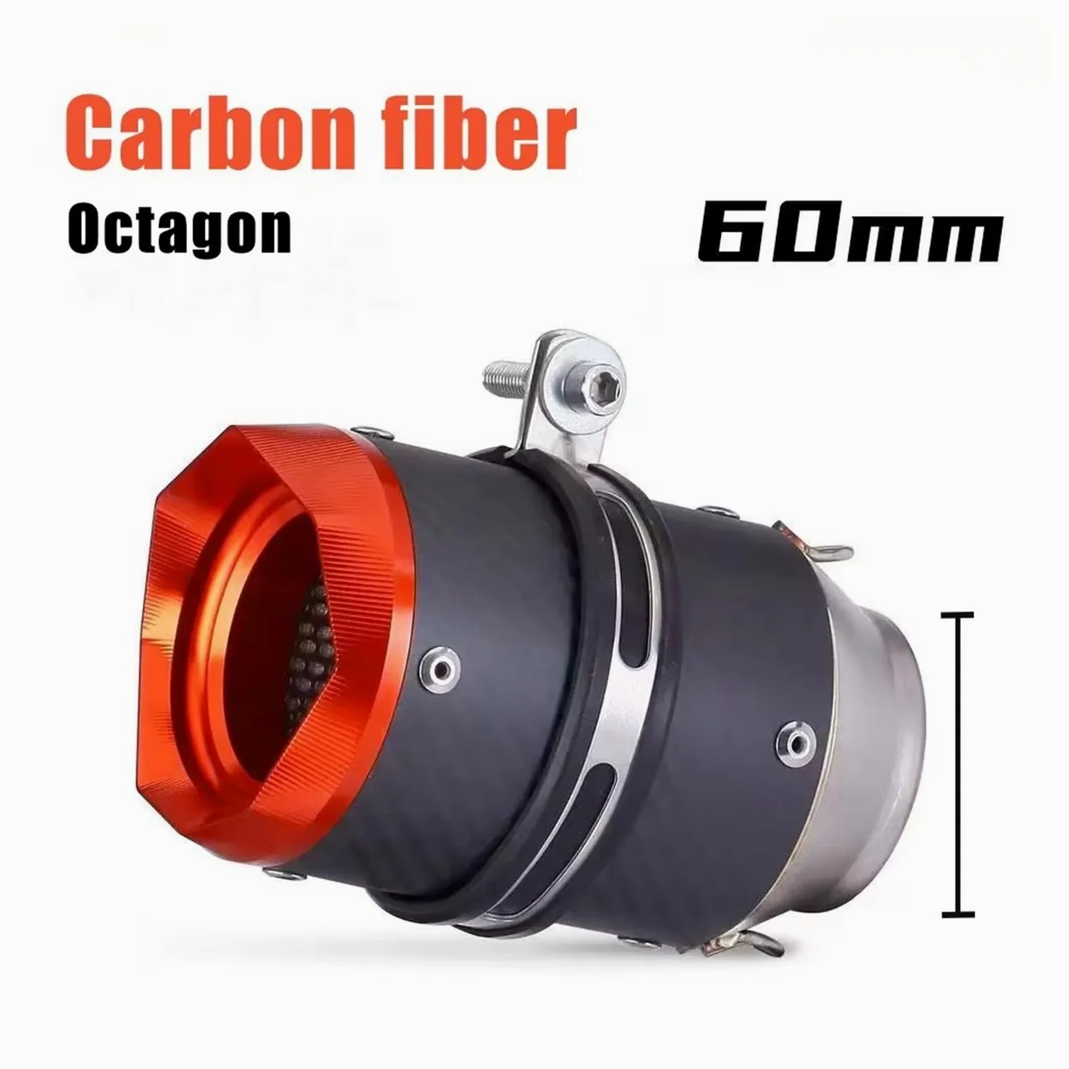silencioso escape moto Para CB300R Para MT07 Para Z1000 Para Ninja400 | Tubo de escape de escape 51 mm/60 mm Universal A Silenciador escape de fibra de carbono de carreras(B2)