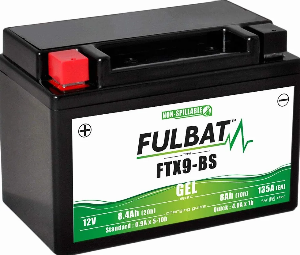Fulbat Batería Moto Gel YTX9-BS FTX9-BS WP9BS 12V 8Ah