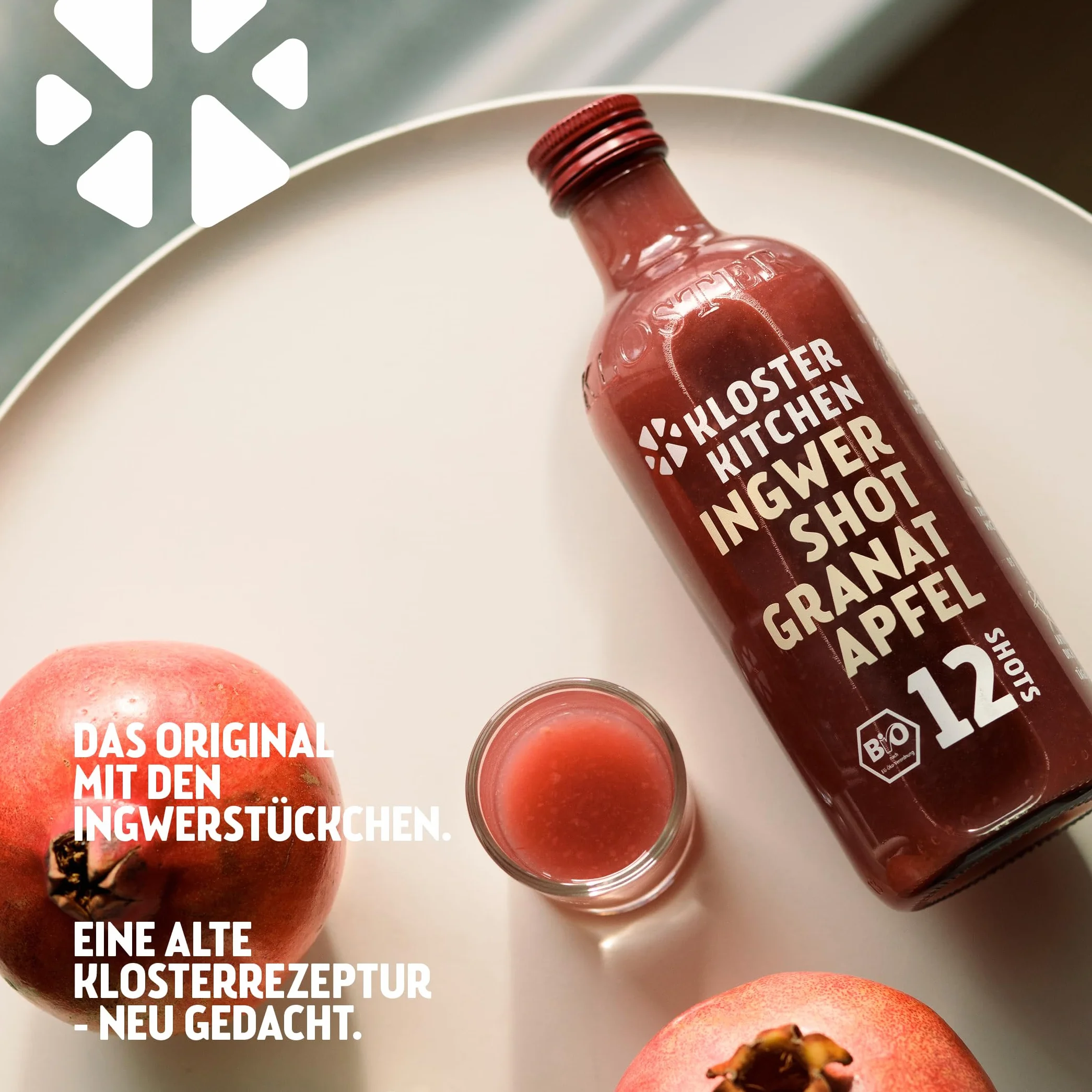Kloster Kitchen Jengibre Shot 12SHOTS 6 x 360 ml, con trozos de jengibre, vegano