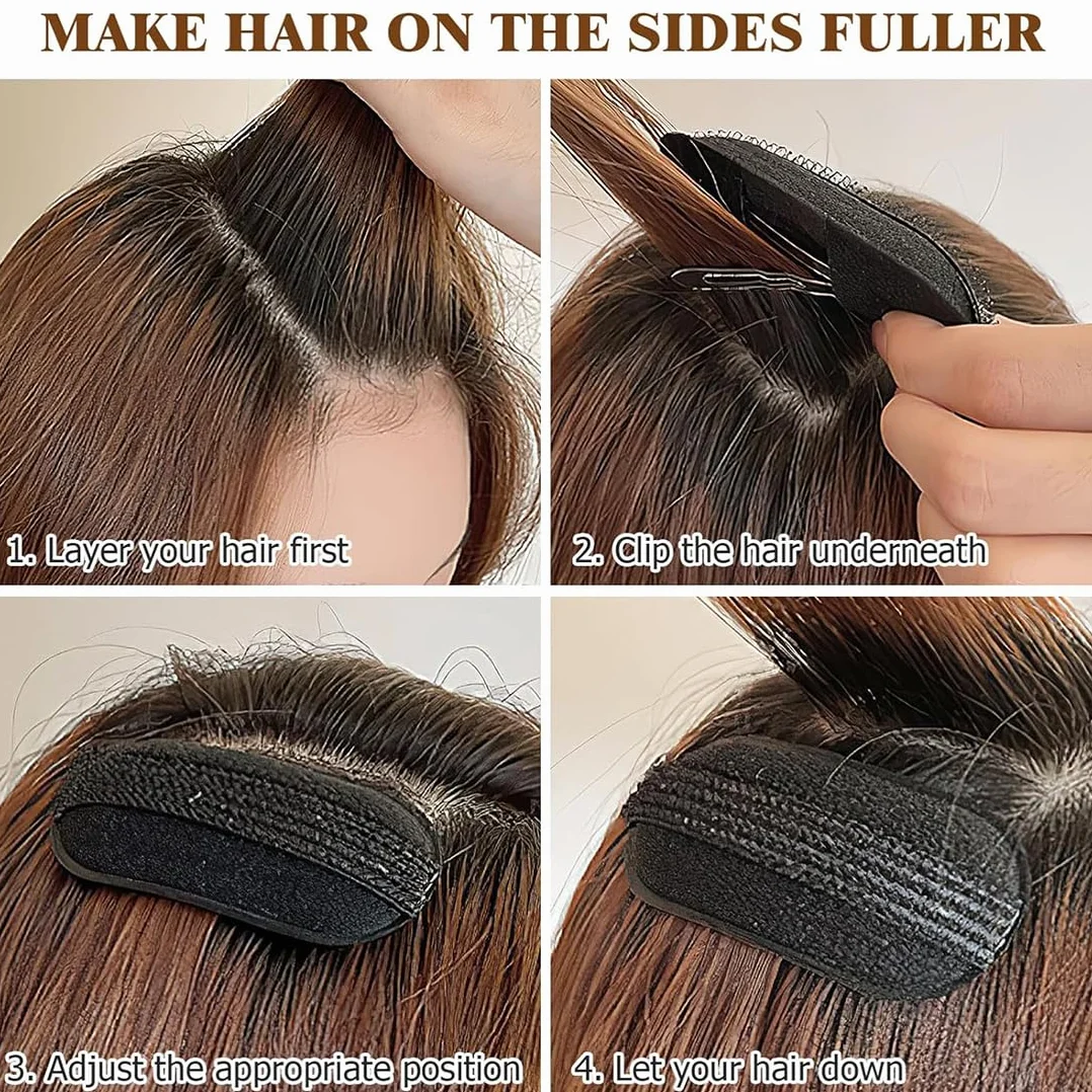 Conjunto de 7 Piezas Base de Aumento de Volumen de Cabello Herramienta Trenzado de Inserción de Cabello Bollos de Esponja Negro