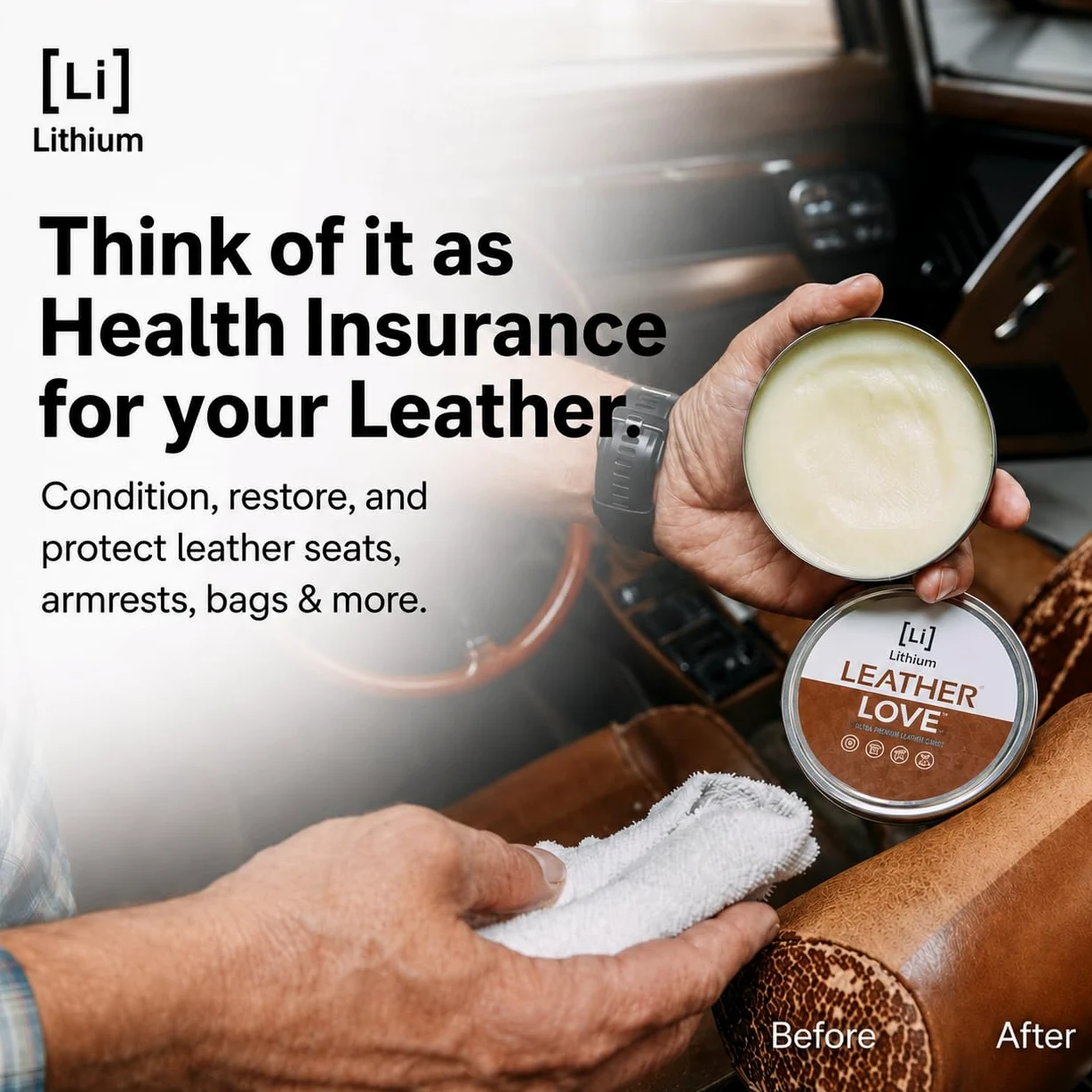 Leather Love – El mejor acondicionador de piel en el planeta, trae piel vieja de vuelta a la vida, todos los ingredientes naturales mezclados con ciencia seria, restaura, rehidrata, protege (8 oz)