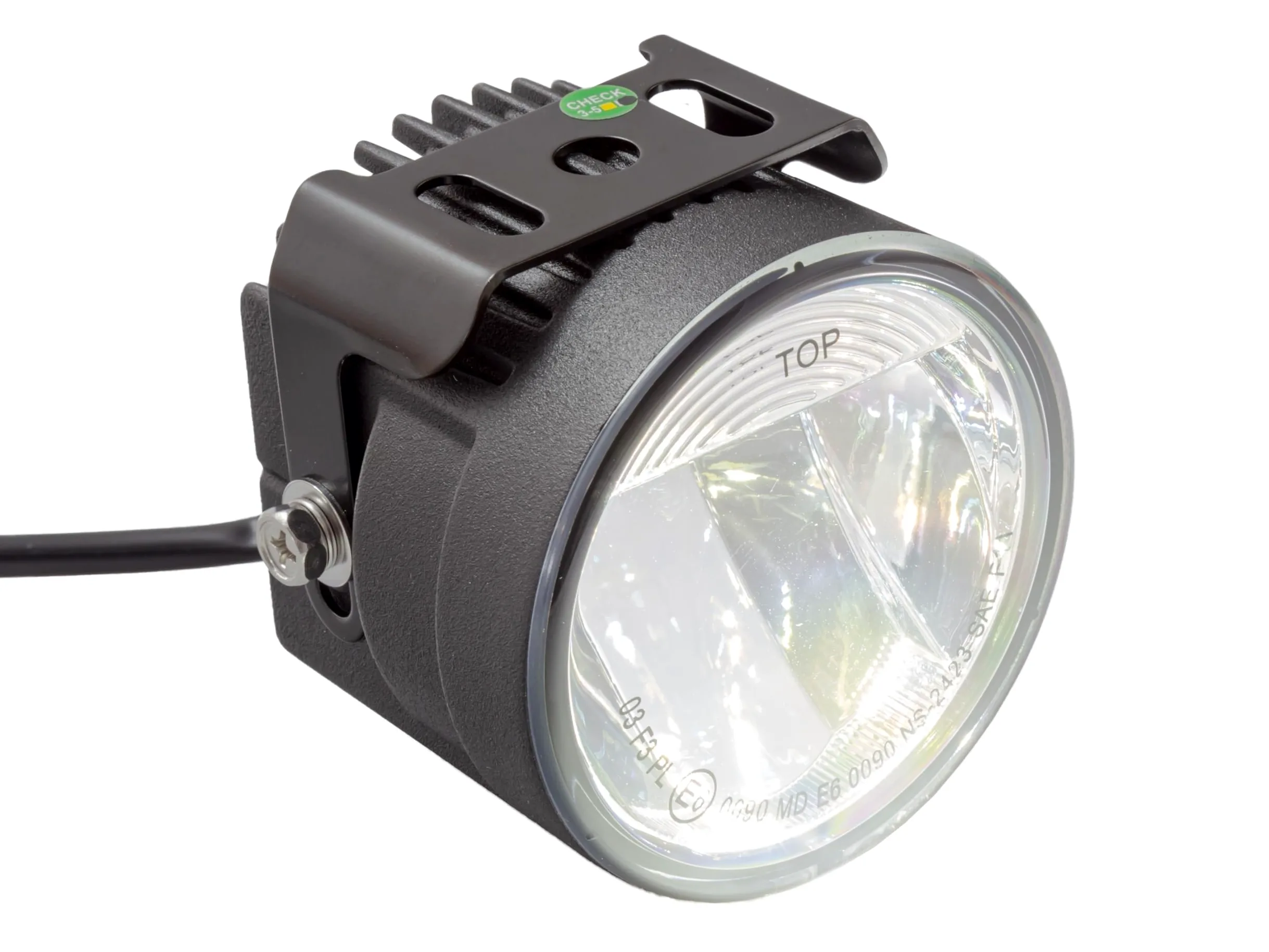 Faro antiniebla Highsider, con una LED High Power, redondo, negro, certificado de seguridad E, 12 V