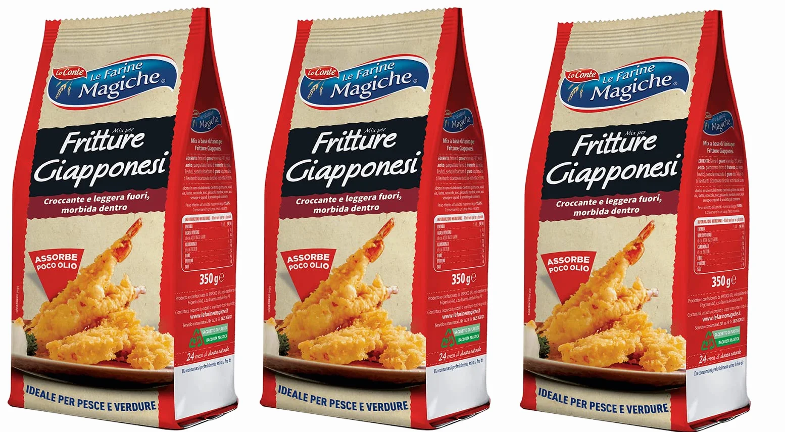 Lo Conte Le Farine Magiche Mix per Tempura Fritture Giapponesi 350 g - Mezcla para harina de trigo blando japonesa tipo 1