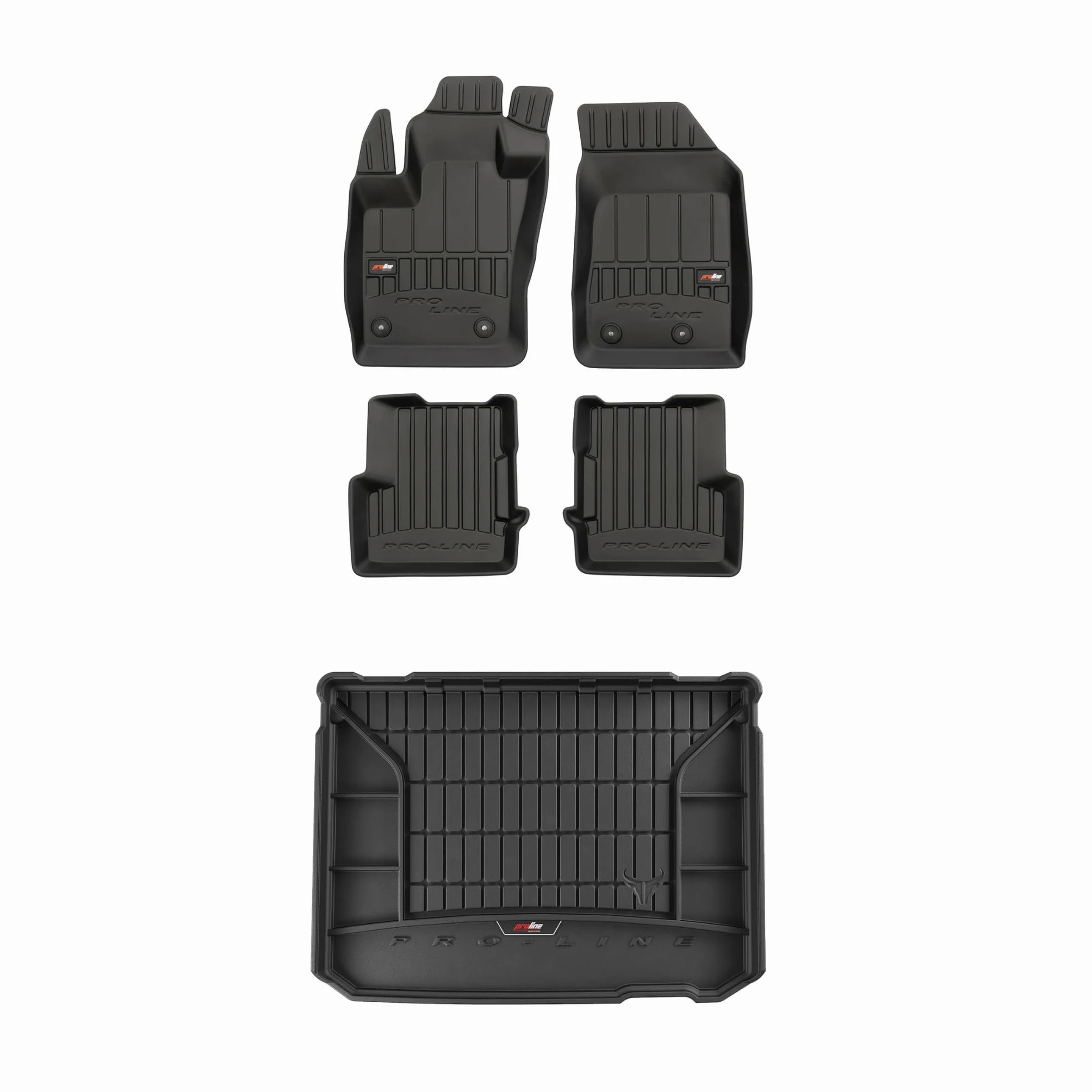 FROGUM ProLine 3D Un Juego de Alfombrillas de Goma para Coche y cubeta Maletero con Logo Alfombras para Jeep Renegade Desde 2014| Los Bordes más Altos