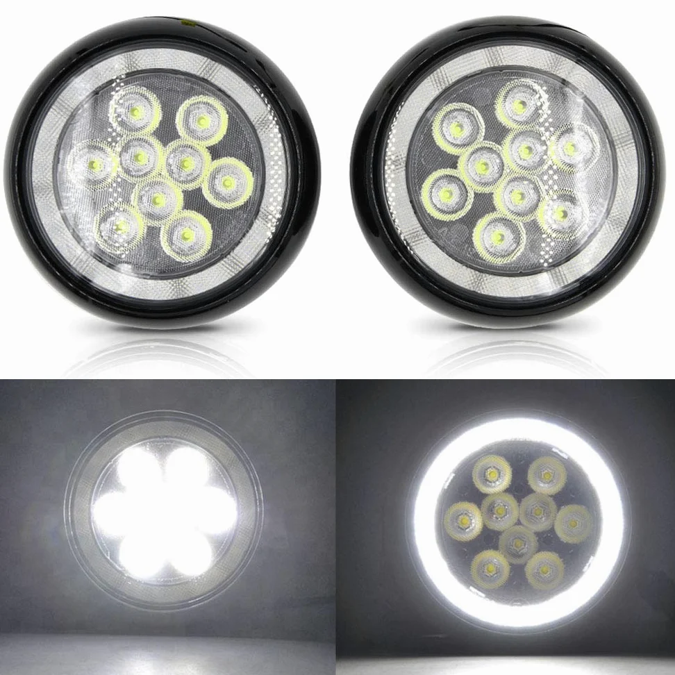 NSLUMO - Juego de 2 luces LED de circulación diurna para conducción, con anillo de halo y ojos de ángel, carcasa negra, para Mini Cooper