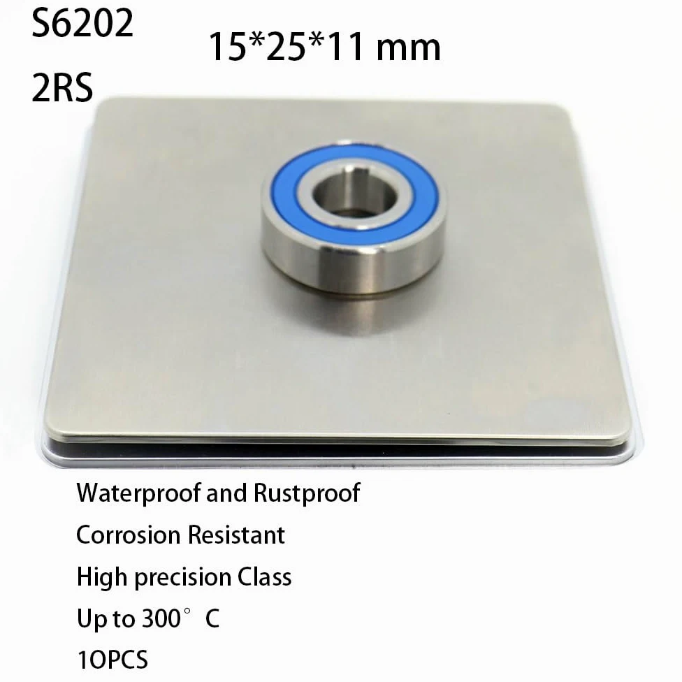 Reemplazo de rodamientos 10 Uds S6202RS rodamiento 15 * 35 * 11mm ABEC-3 440C acero inoxidable S 6202RS rodamientos de bolas 6202 rodamiento de bolas de acero inoxidable