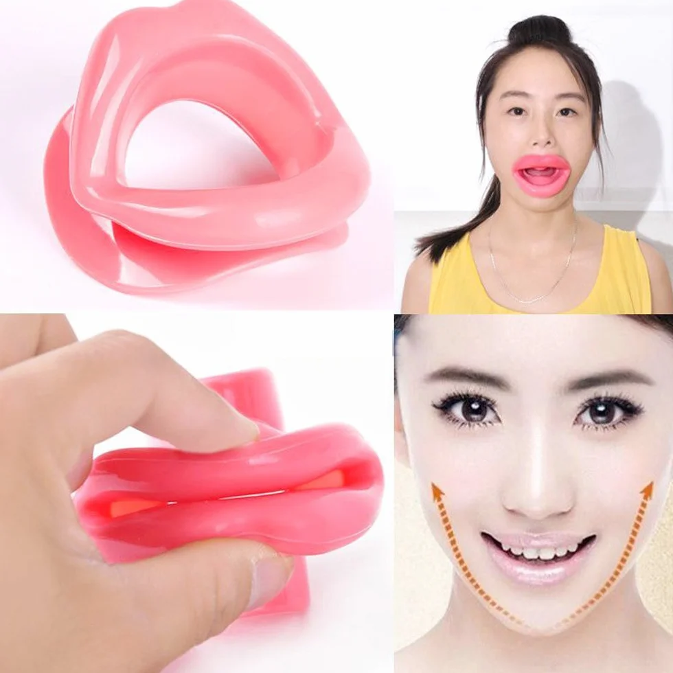 Tensor De Músculos Faciales Anti-Arrugas Silicona Cara Más Delgada Boca Ejercicio Muscular
