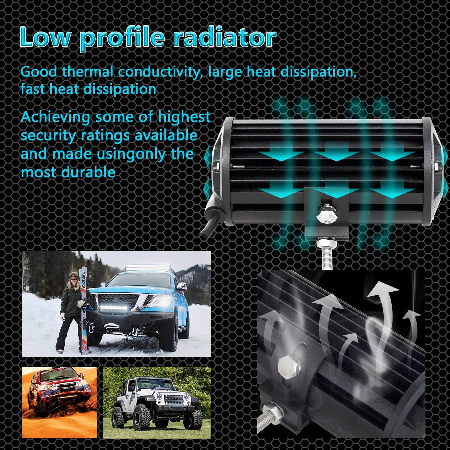RIGIDON 2 Pcs Faro de trabajo led, 7 pulgadas 120W focos todoterreno y 12V kit de cableado soporte de matrícula y soporte de montaje para off road camión coche tractor ATV SUV 4x4, 6000K Spotlight