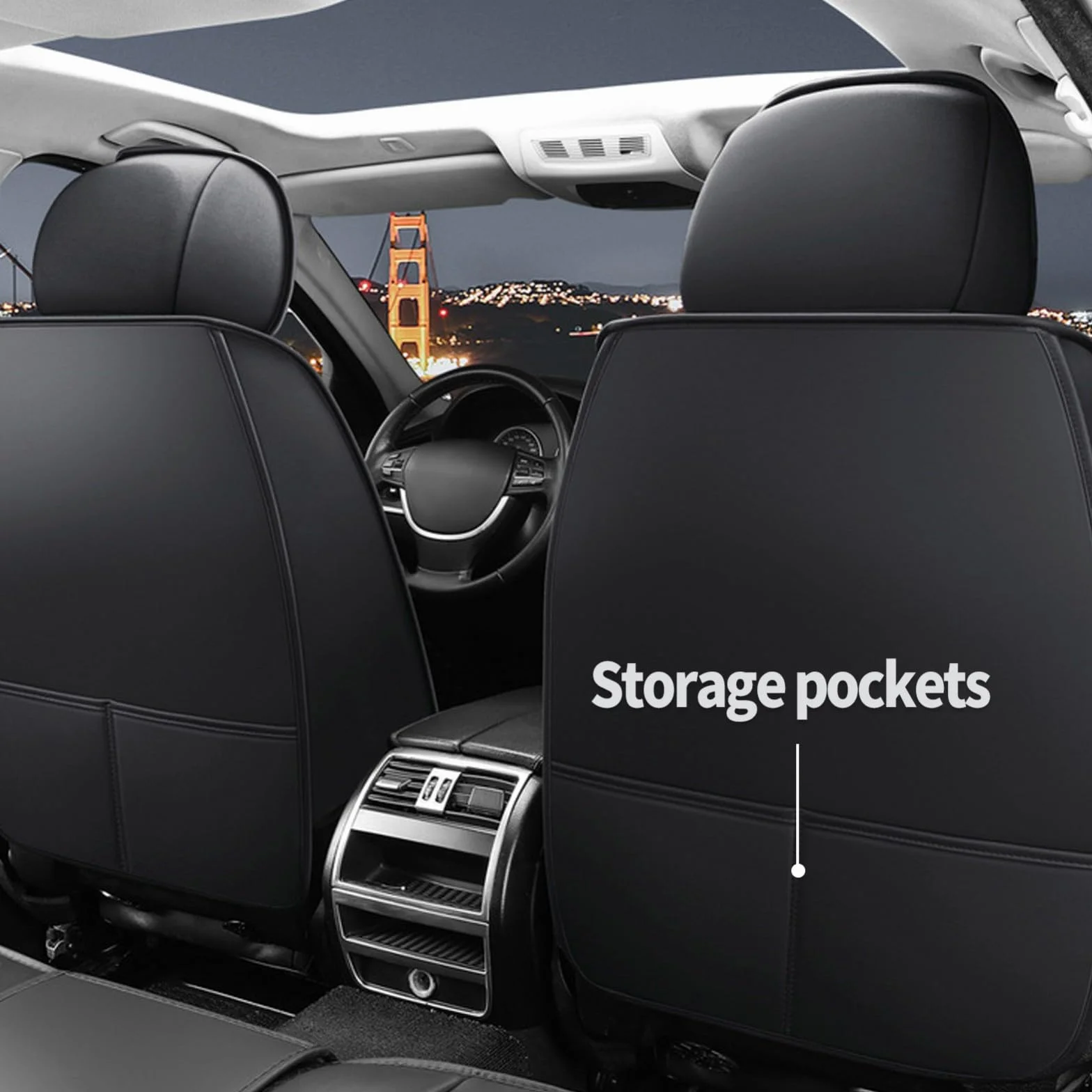 Fundas Asiento Coche Ajuste Universal para Mercedes-Benz Marco Polo,5 Plazas Asientos Coche Cubre Protector Impermeable con Airbag Accesorios Asiento(Black)