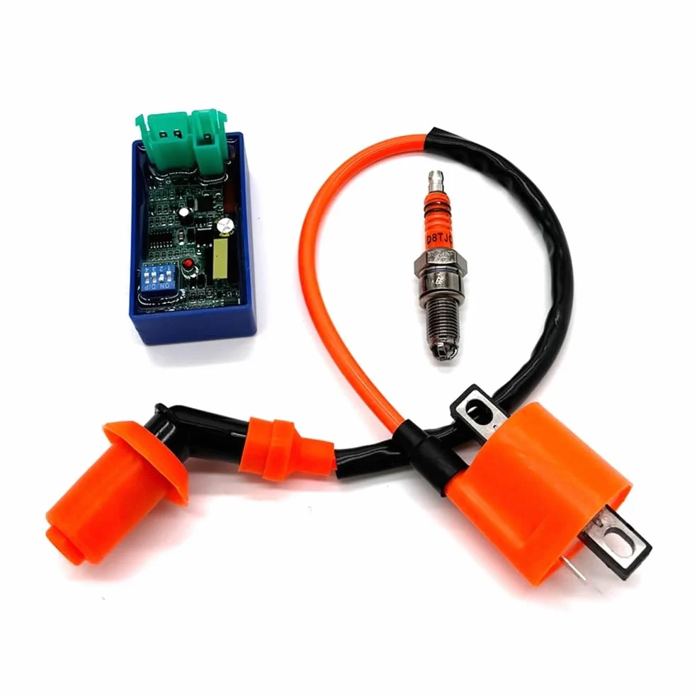 Racing DC 6PIN límite de Velocidad Interruptor Dip Bobina de Encendido D8TJC Kit de bujías Compatible con ATV CG125 CG150 CG200 Dirt Pit Bike Scooter