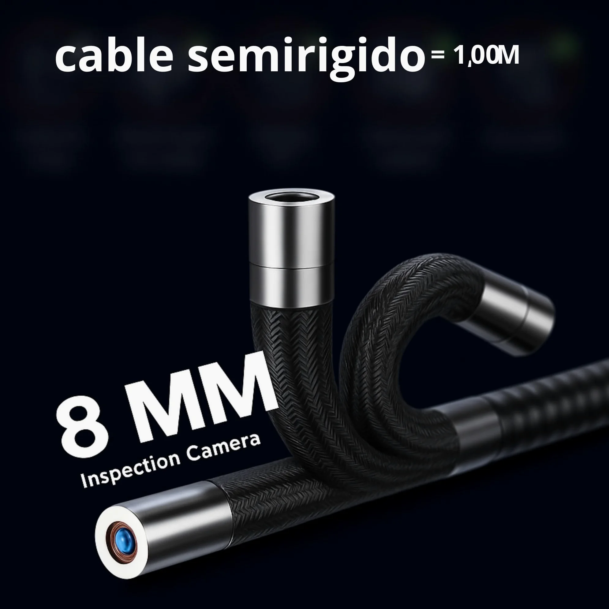 Valuefind Camara endoscopica Profesional Cabezal orientable a 360º endoscopio para inspeccion de tuberias/canalisacion mecanicos/fontaneros Cable de 1 m autofocus + lampara Frontal Manos Libres