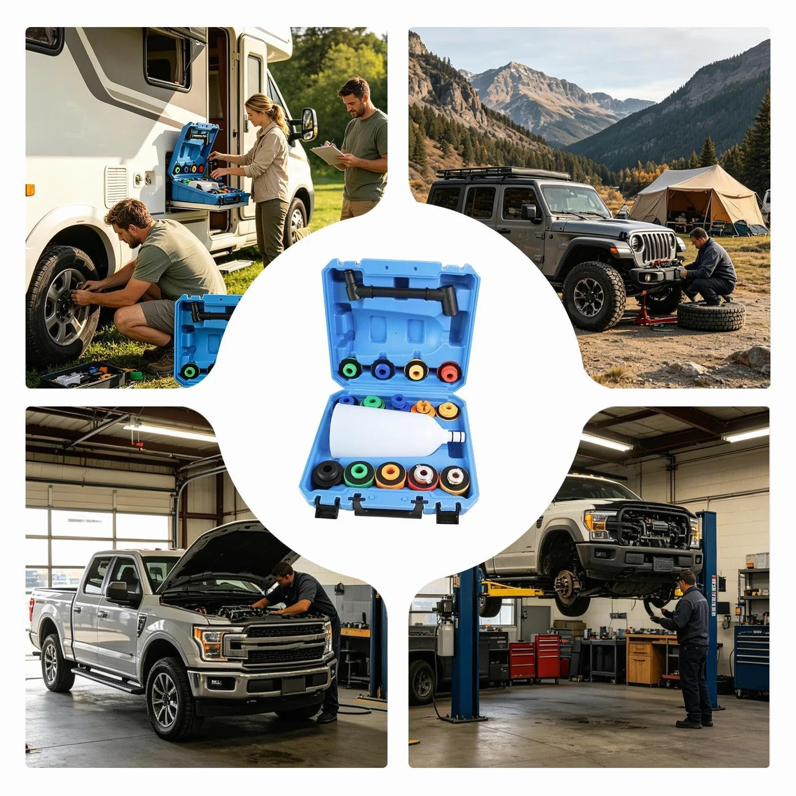 Embudo Para Auto 16 piezas juego de embudo con purga flexible, llenador y | Kit llenado refrigerante radiador Para de enfriamiento del motor vehículos camiones SUV y autocaravanas