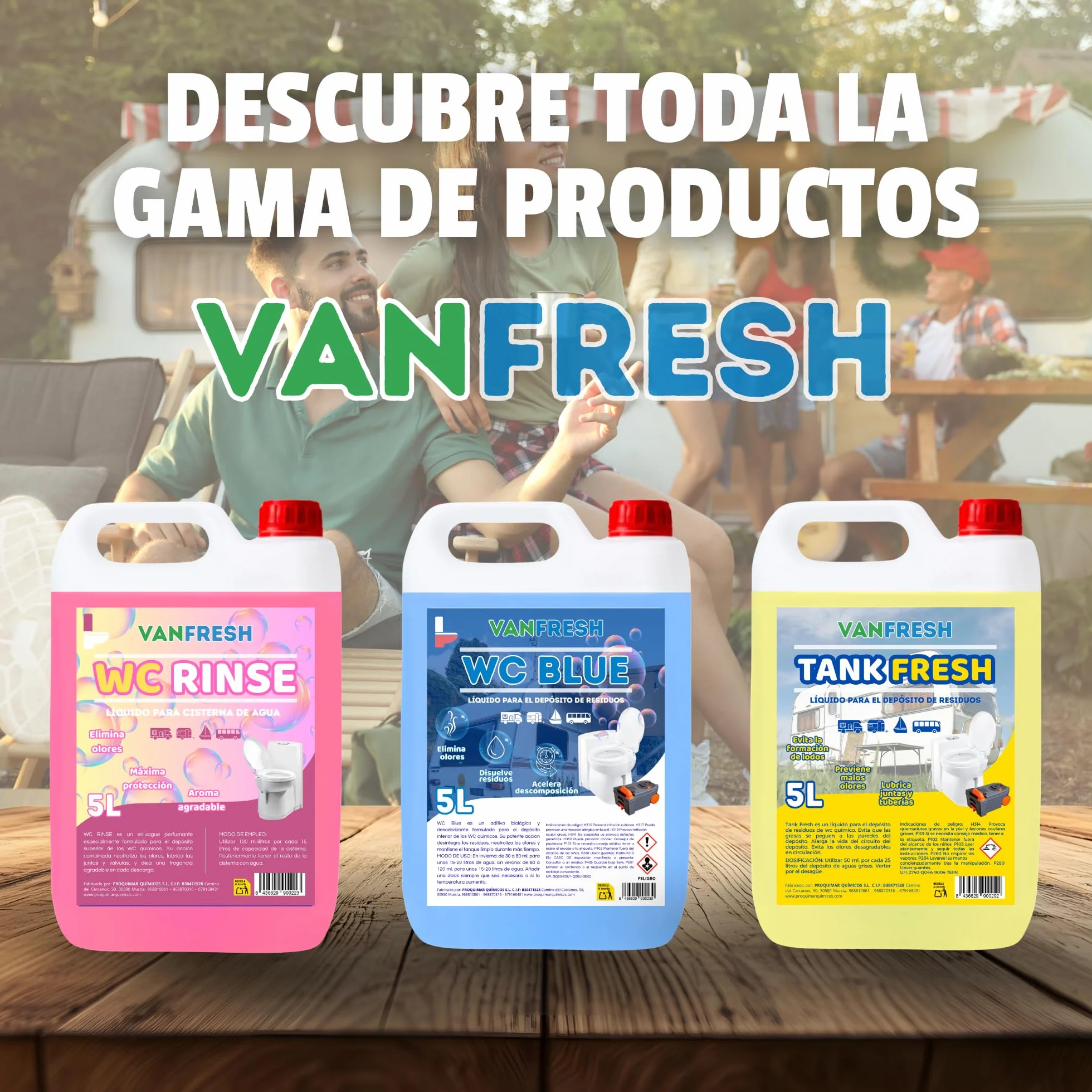Vanfresh WC Rinse – Líquido para Cisterna de WC Químico 5L | Aroma Intenso y Frescor Duradero para Inodoros Portátiles, Autocaravanas y Camping