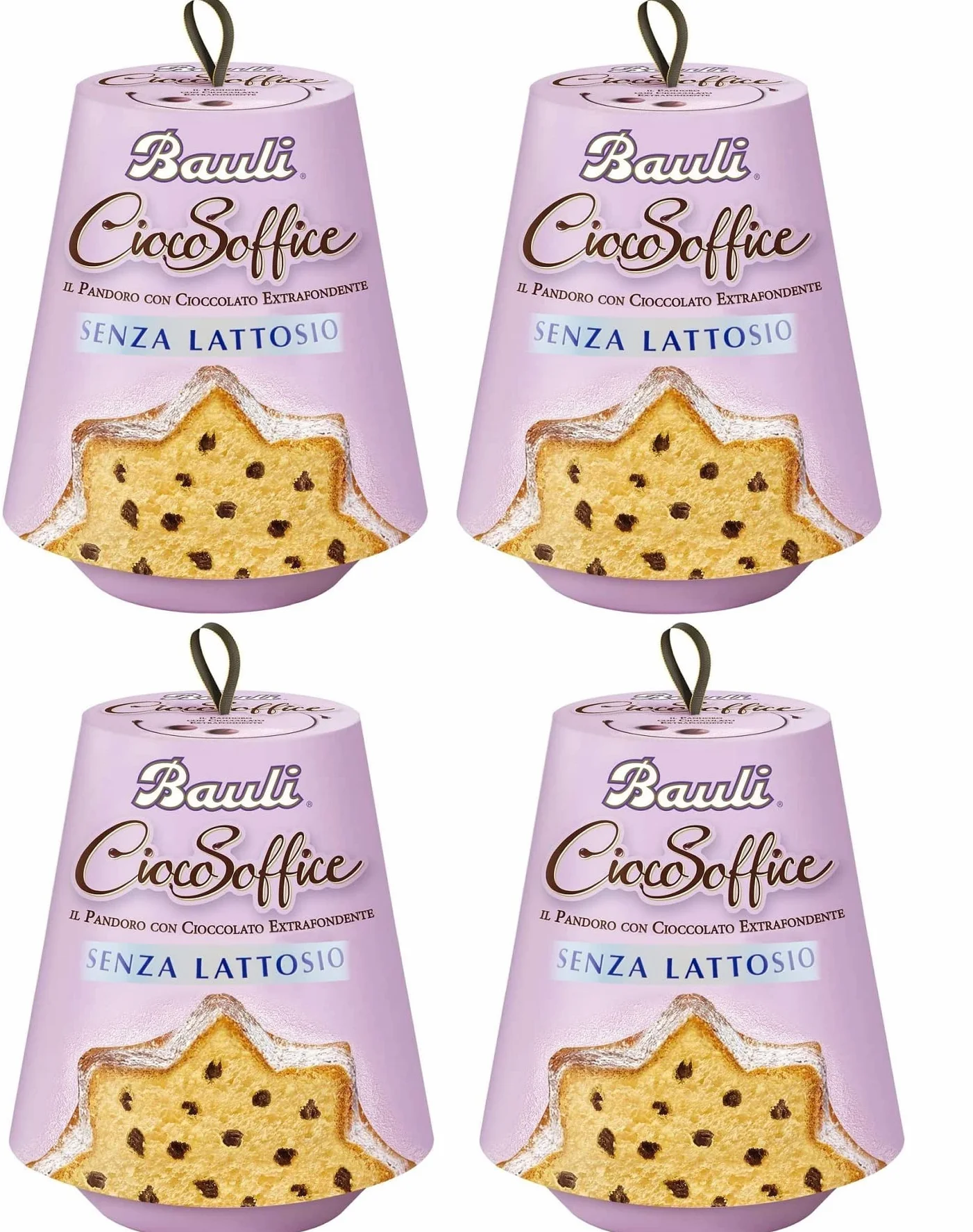 Bauli Il Pandoro CiocoSoffice Senza Lattosio 700 g Pasteles de Navidad sin lactosa con gotas de chocolate extra oscuro