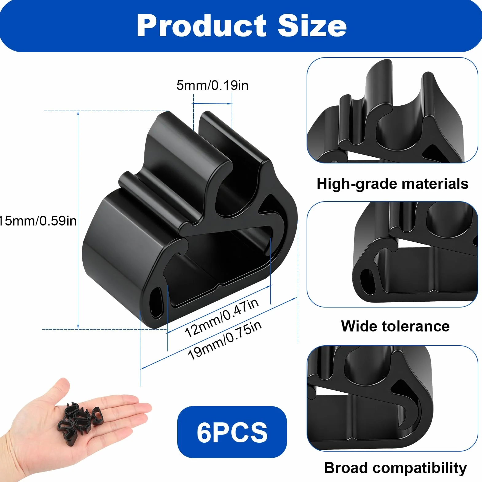 6 Piezas de Clips para Brazos de Limpiaparabrisas para Peugeot 3008 5008 C5 DS7 Flejes Sujeción Limpia para Brisas Clips de Sujeciones Repuestos para Brazo para Fijación de Manguera Lavaparabrisas