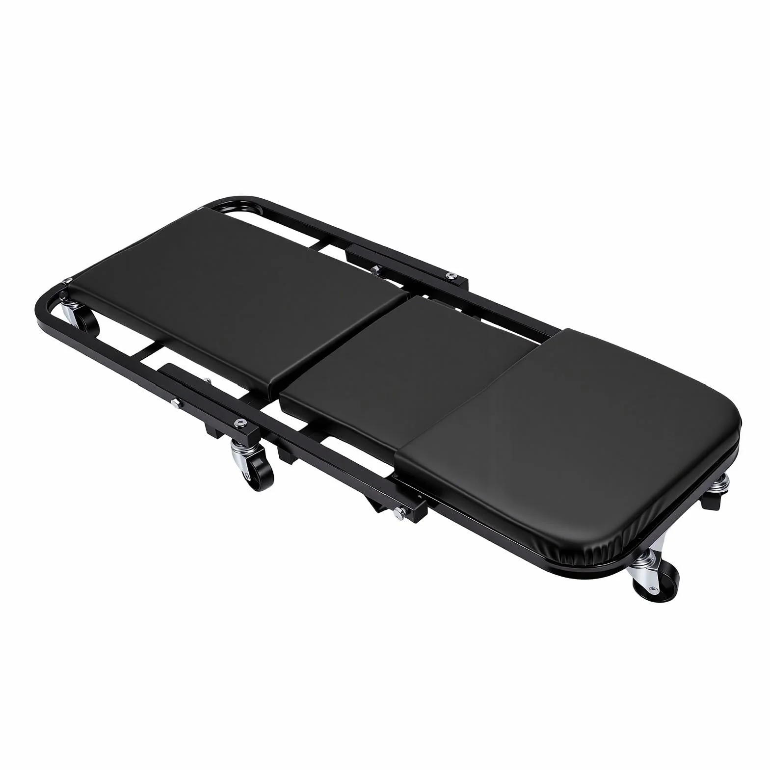 aqxreight Camilla Mecánica con Ruedas, Asiento Rodante Plegable de Perfil bajo 3 en 1 con 6 Ruedas Giratorias 360 Grados, for Reparación Debajo del Coche (Black)