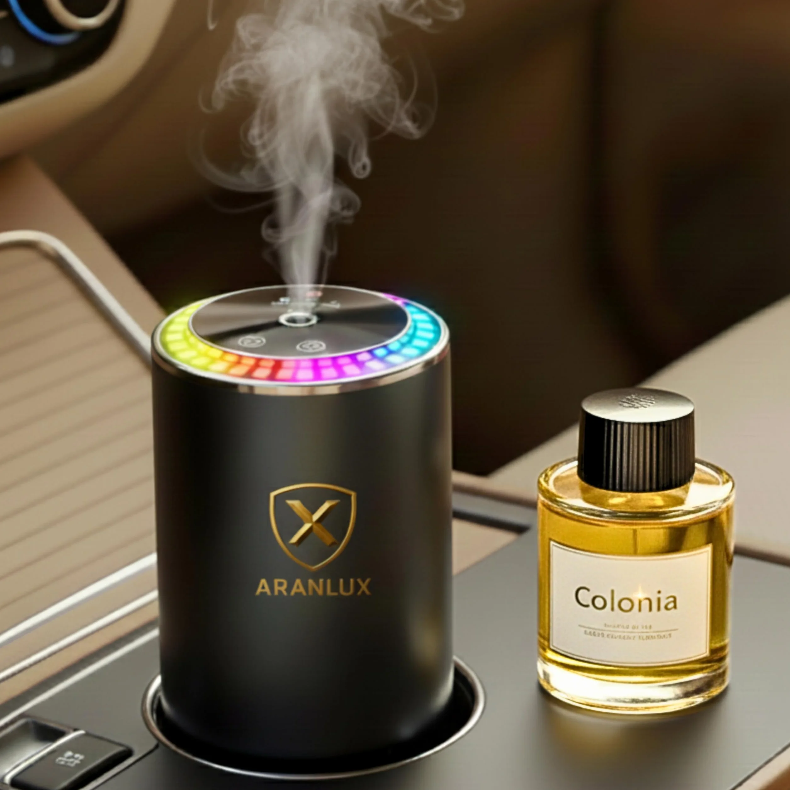 Ambientador de coche eléctrico 50ml - XL Larga duracion, intensidad regulable e ideal para viajes diarios, vacaciones y vehículos profesionales - Ambientador Inteligente para coche(Colonia)