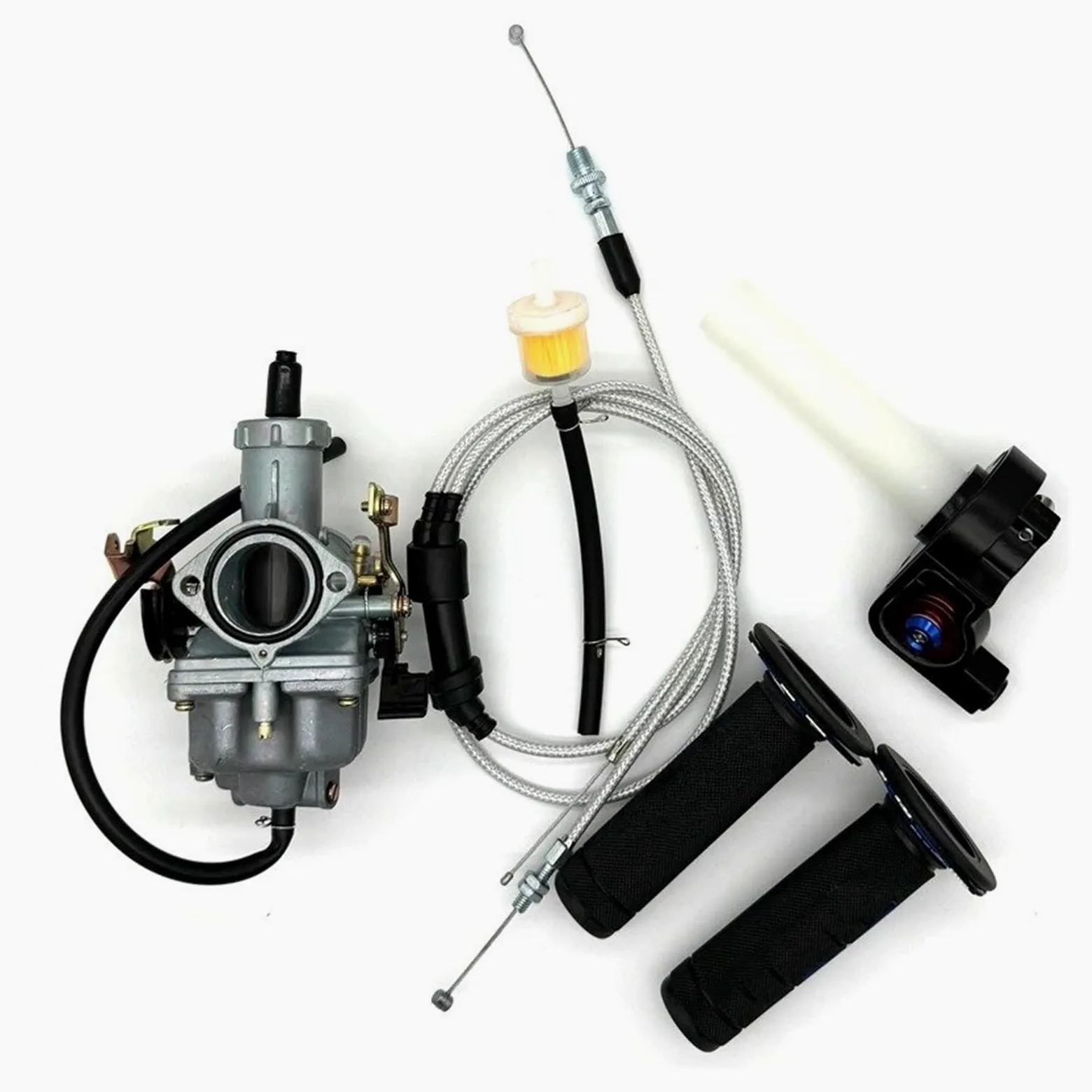 Motosierra Carburador Carburador De Motocicleta Con Empuñaduras Cable Doble Kit Carburador Para PZ30 175CC/200CC/250CC VM26 TTR CB CG(For PZ30grip kit)