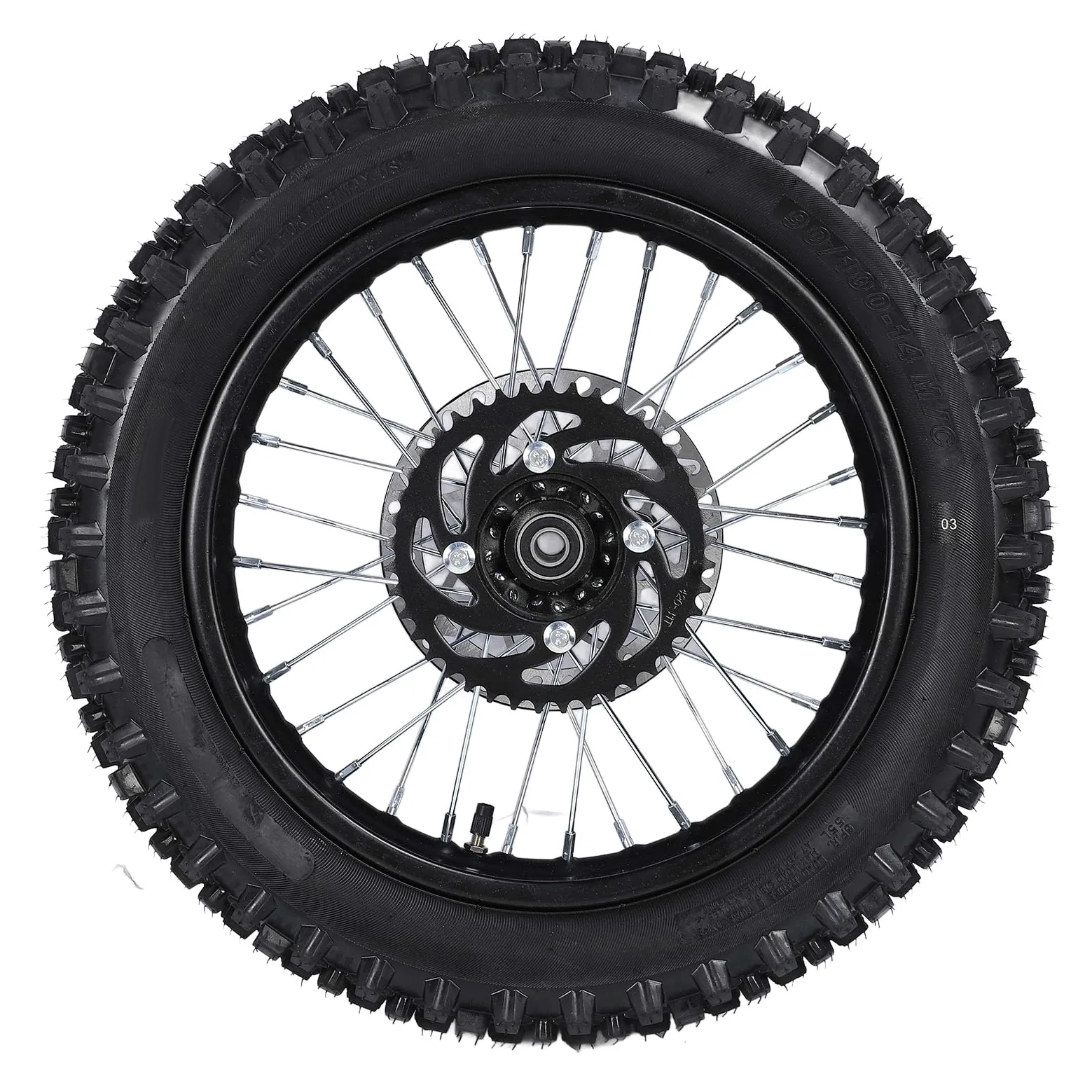 Tbest Conjunto de Neumáticos de Llanta Trasera 90/100-14 para TAO KAYO TSD 110 TD 125, Accesorio de Repuesto Duradero para Montar en Motocicleta