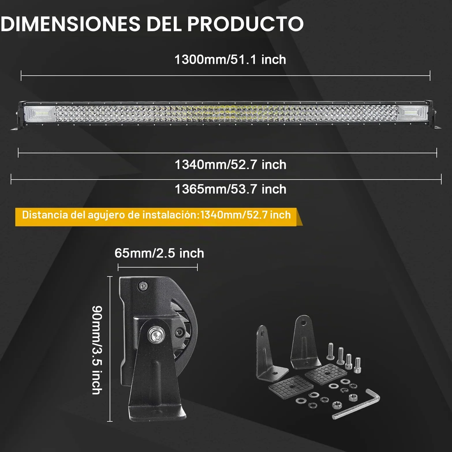 Willpower Barra Led 52 pulgadas 132cm 675W Barra de Luz LED con Arnés de Cableado 12V 24V IP67 Impermeable Largo Alcance Faro Led Trabajo Focos Led 6000k para 4x4 Tractor Coche Camion Barco Offroad