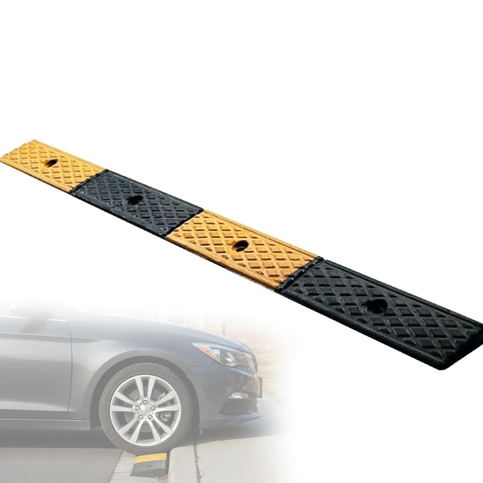 Goma Rampas oara Coches Rampa Escalon Bordillo con Perno de Expansión, de 1 cm a 10 cm de Altura, para Muelles de Carga Garajes Aceras Camiones(100x20x6cm/39x7.9x2.4in)