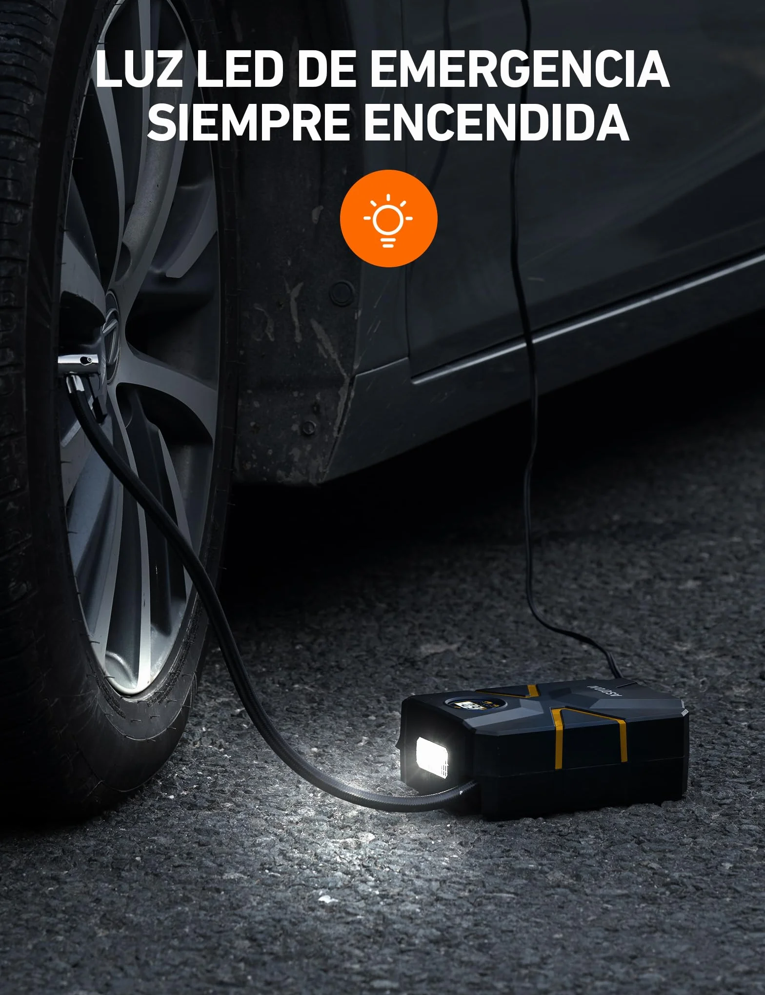 AstroAI Inflador Ruedas Coche Digital 12V, Compresor Aire Portátil 150 PSI, Hinchador Neumáticos Eléctrico Multiuso con Pantalla LCD y Luz LED Apagado Automático para Coche, Bicicleta, Moto y Etc.