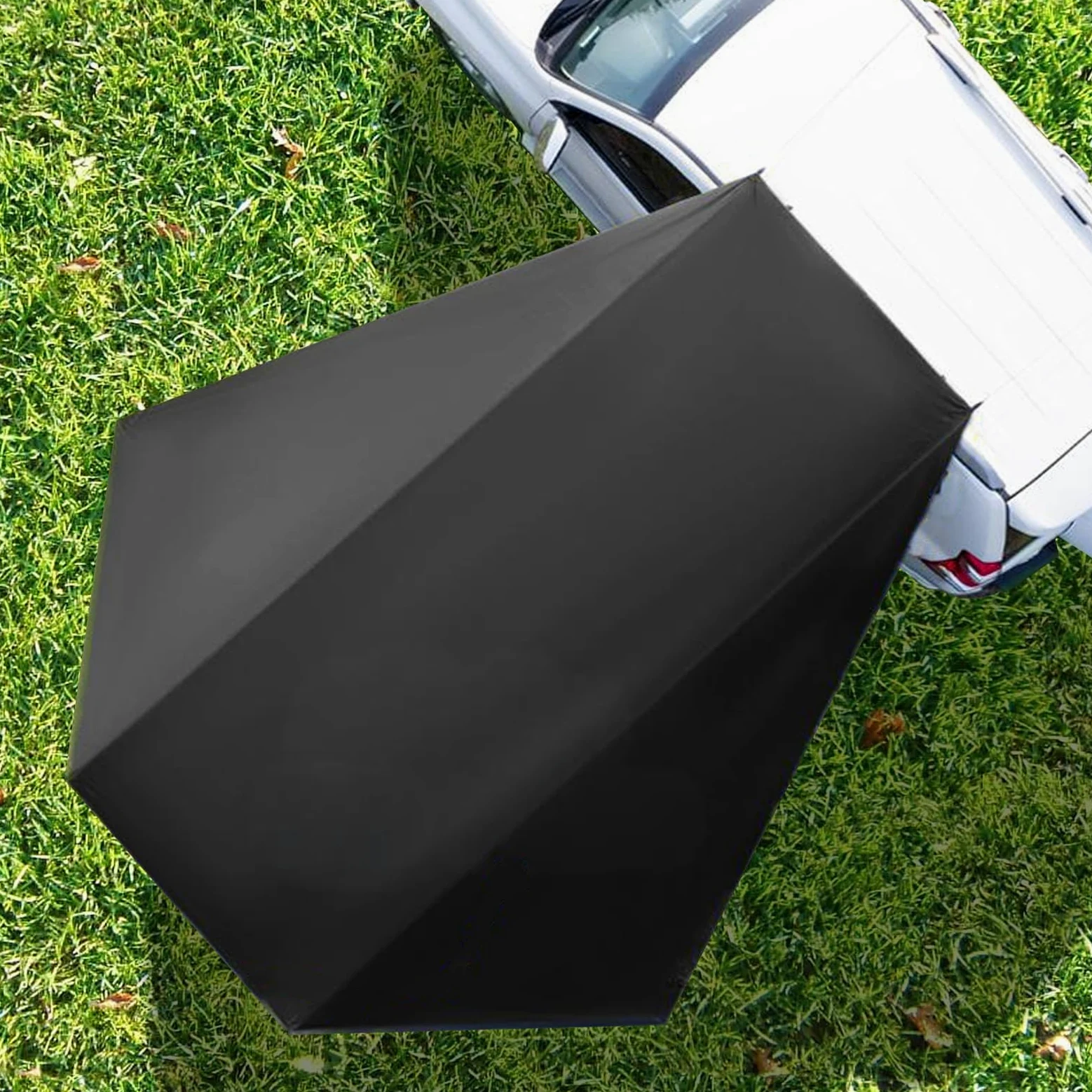 Toldo Coche, 280 x 380 cm Toldo para Portón Trasero y Lateral Impermeable, para Furgonetas y Autocaravanas (Negro)