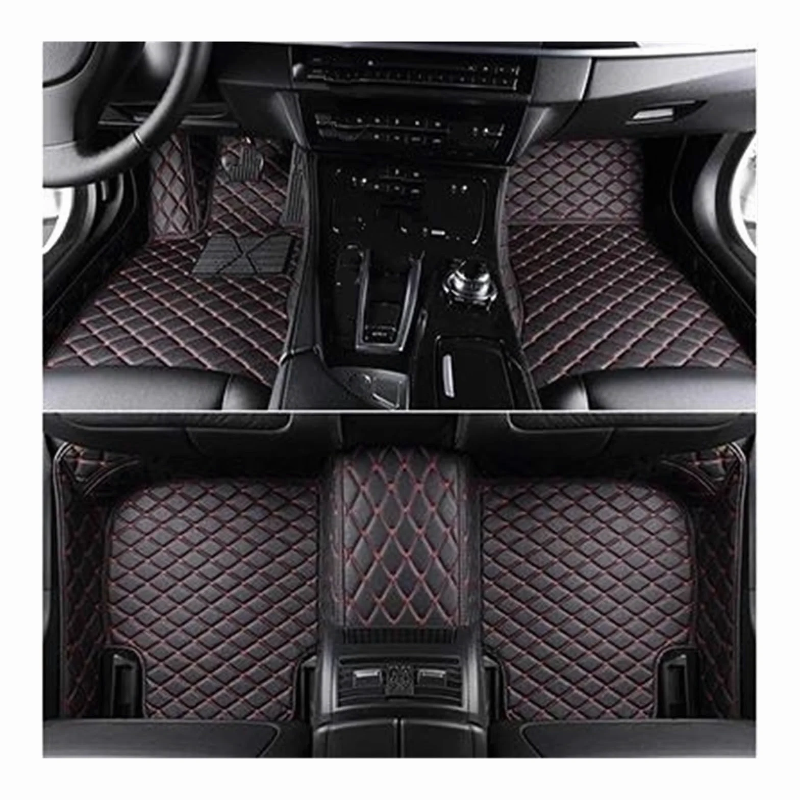 Alfombrillas Alfombrillas Personalizadas para Mini F55 F56 de 2 Puertas (años 2014-2021) Detalles Interiores Accesorios para Coche Alfombra.(Negro Rojo)