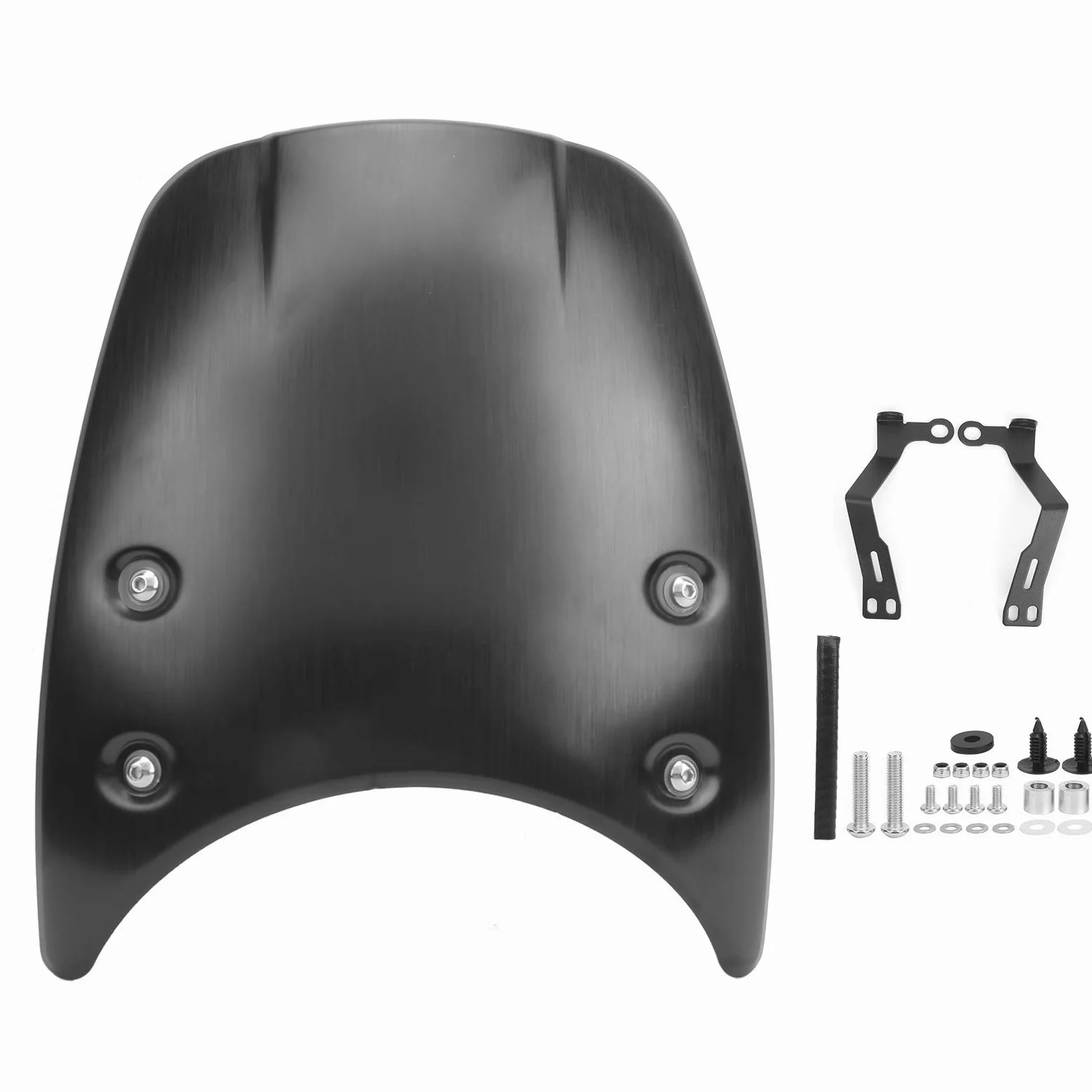 Cubierta para parabrisas de motocicleta universal en aluminio negro, compatible con Pure y Scrambler (2014-2020), instalación sencilla protección óptima contra viento escombros