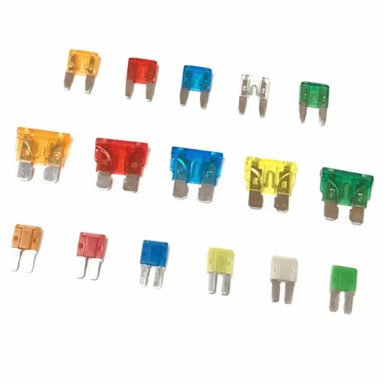 100/50/10 fusibles en miniatura M2 pequeños y medianos para coche, tipo cuchilla automotriz, fusible 1A, 2A, 3A, 5A, 7. 10A, 15A, 20A, 25A, 30A, 35A, 40A, 50A (50A, 100 unidades_mediano)