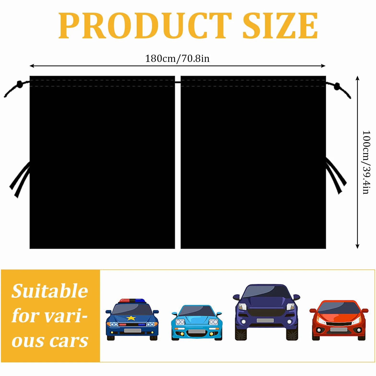 HEKOBAG Cortinas divisoras de privacidad para coche, 180 x 100 cm, cortina opaca de doble capa para asiento de coche, cortina de división delantera y trasera, divisor extraíble para coche y camping