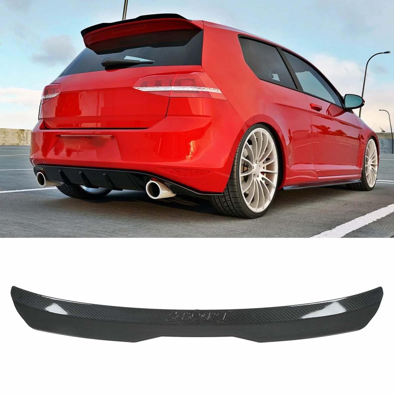 Alerón Trasero Universal para Coche, Alerón de Techo ABS para MK1-MK7 (2000-2022), Estilo de Fibra de Carbono