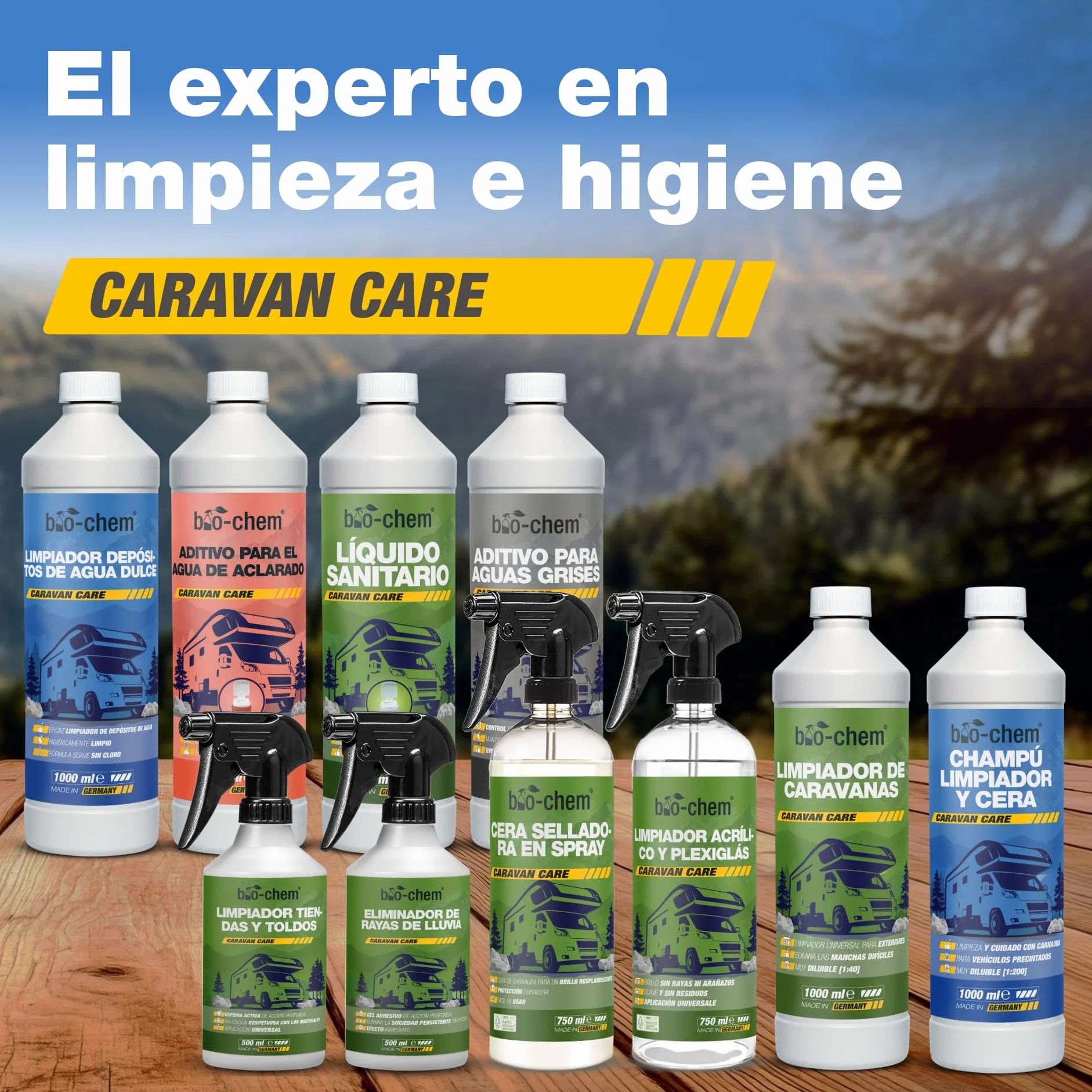 bio-chem - Limpiador de depósitos de Agua Dulce 2 x 1L - Mantenimiento de depósitos de caravanas y autocaravanas - Productos y Accesorios para campistas
