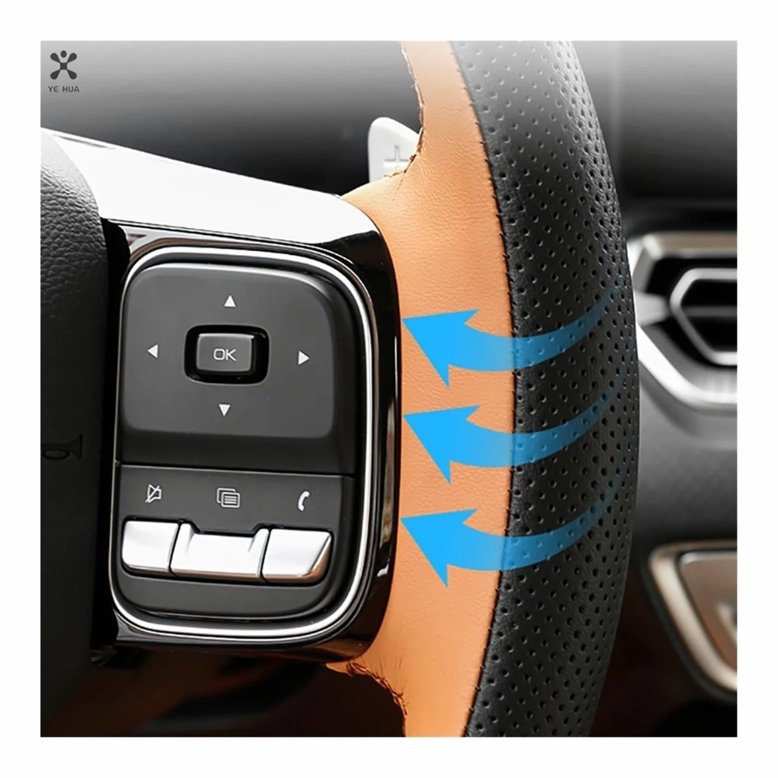 Volante Funda Coche para Great Wall Haval H5 II 2023 2024 Funda Volante Cuero Microfibra Cosida A Mano Interior Coche Fundas Protector(Negro)