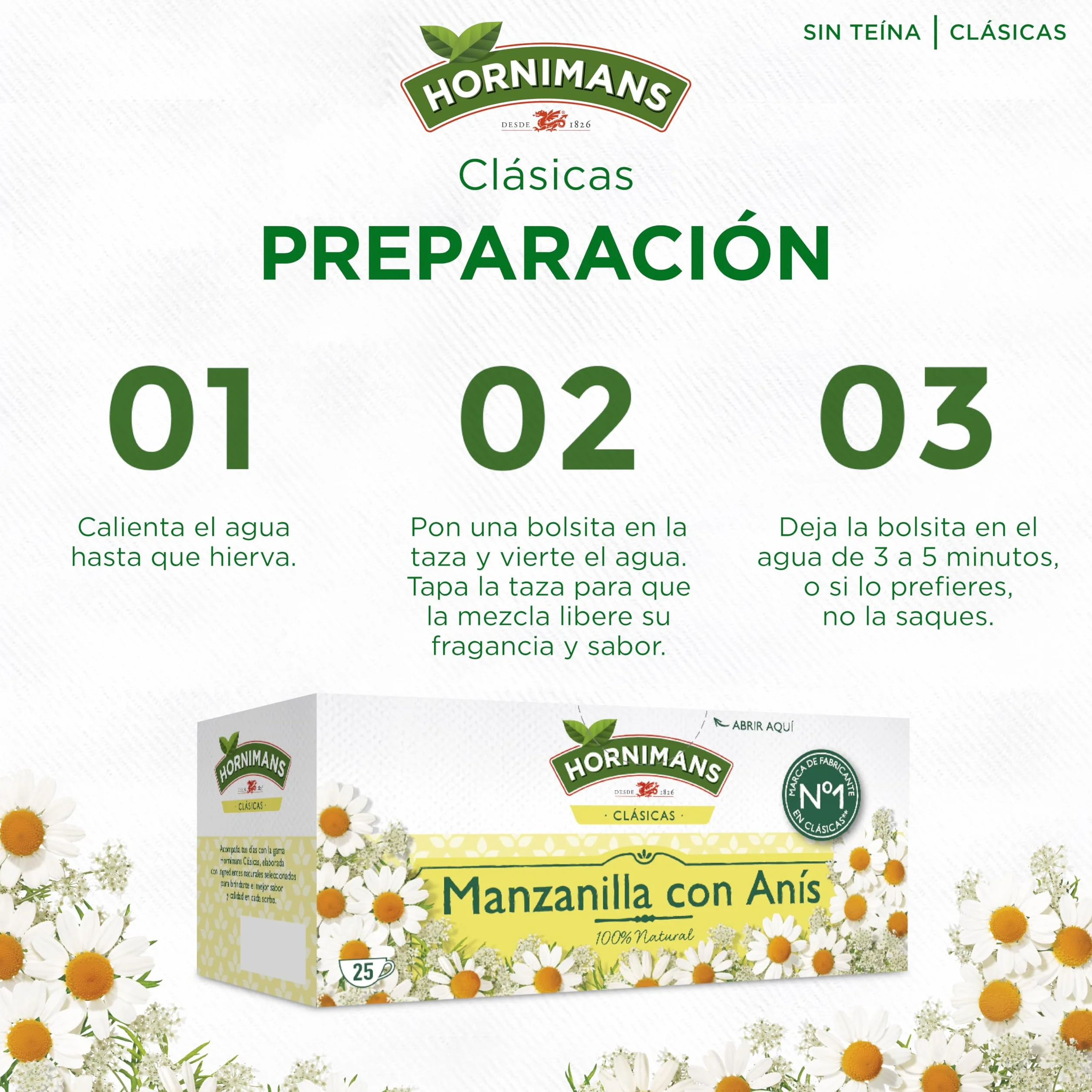 Hornimans Manzanilla con Anís Infusión 25 bolsitas Sin Teína