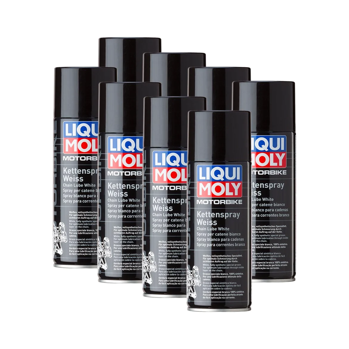 8 x Liqui Moly 1591 Motor Bike Cadena Spray Color Blanco Lubricación 400 ml