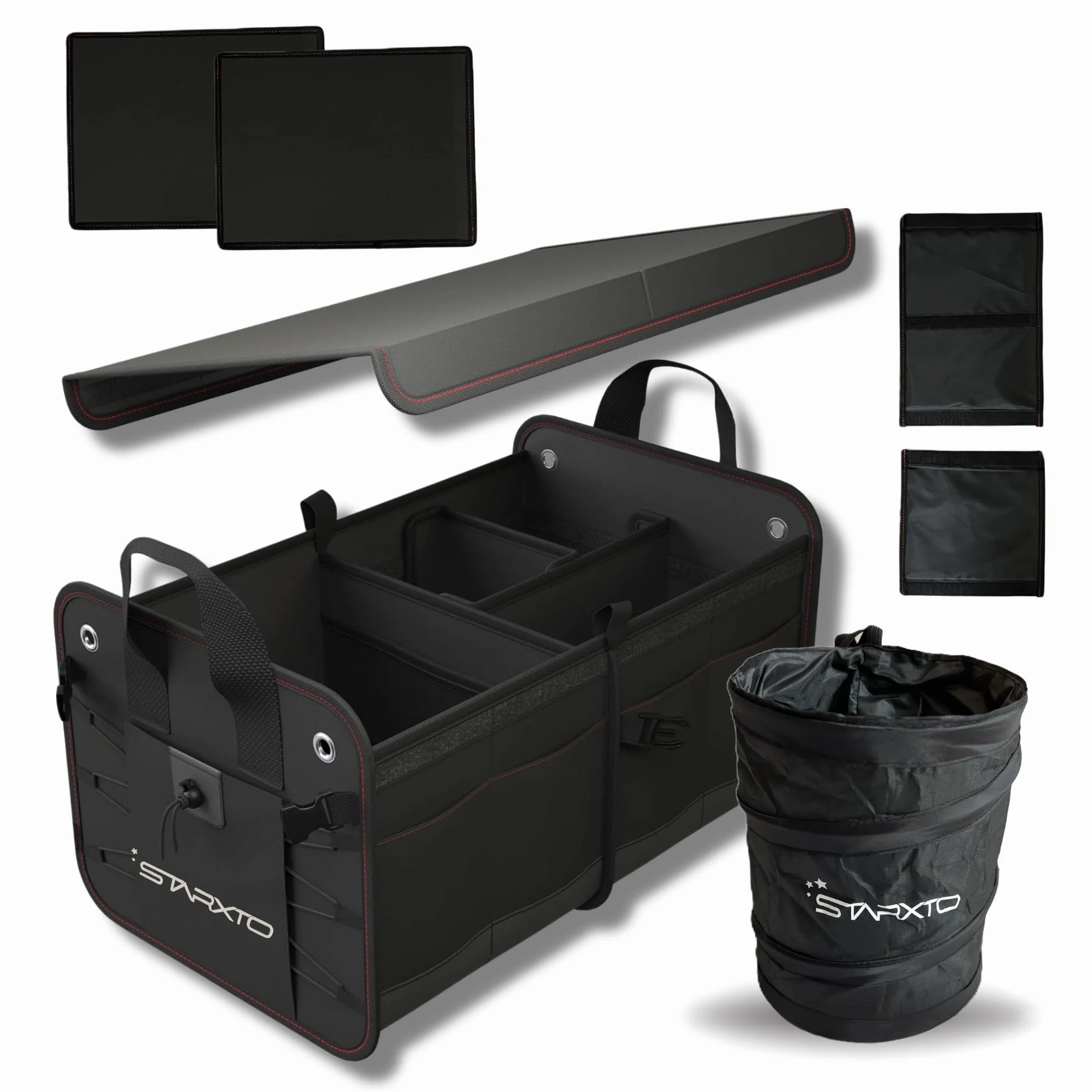 Organizador de Maletero Coches y SUV, Plegable con Tapa, Ajustable, 2 en 1 Set - Caja Maletero - Bolsa Maletero Coche - Organizador Coche Maletero - Caja Plegable