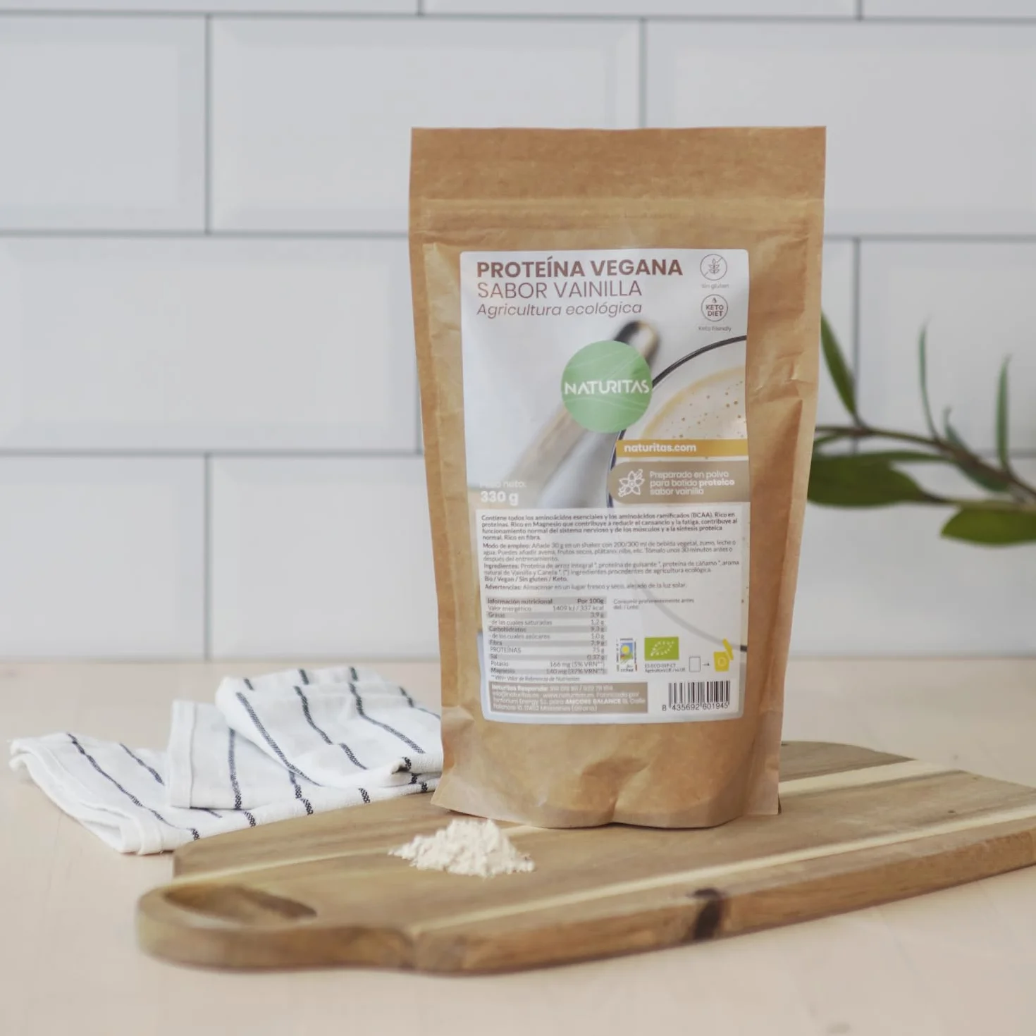 Naturitas Essentials Proteína Vegana de Vainilla Bio 330 g en Polvo Sin Gluten Apta Keto