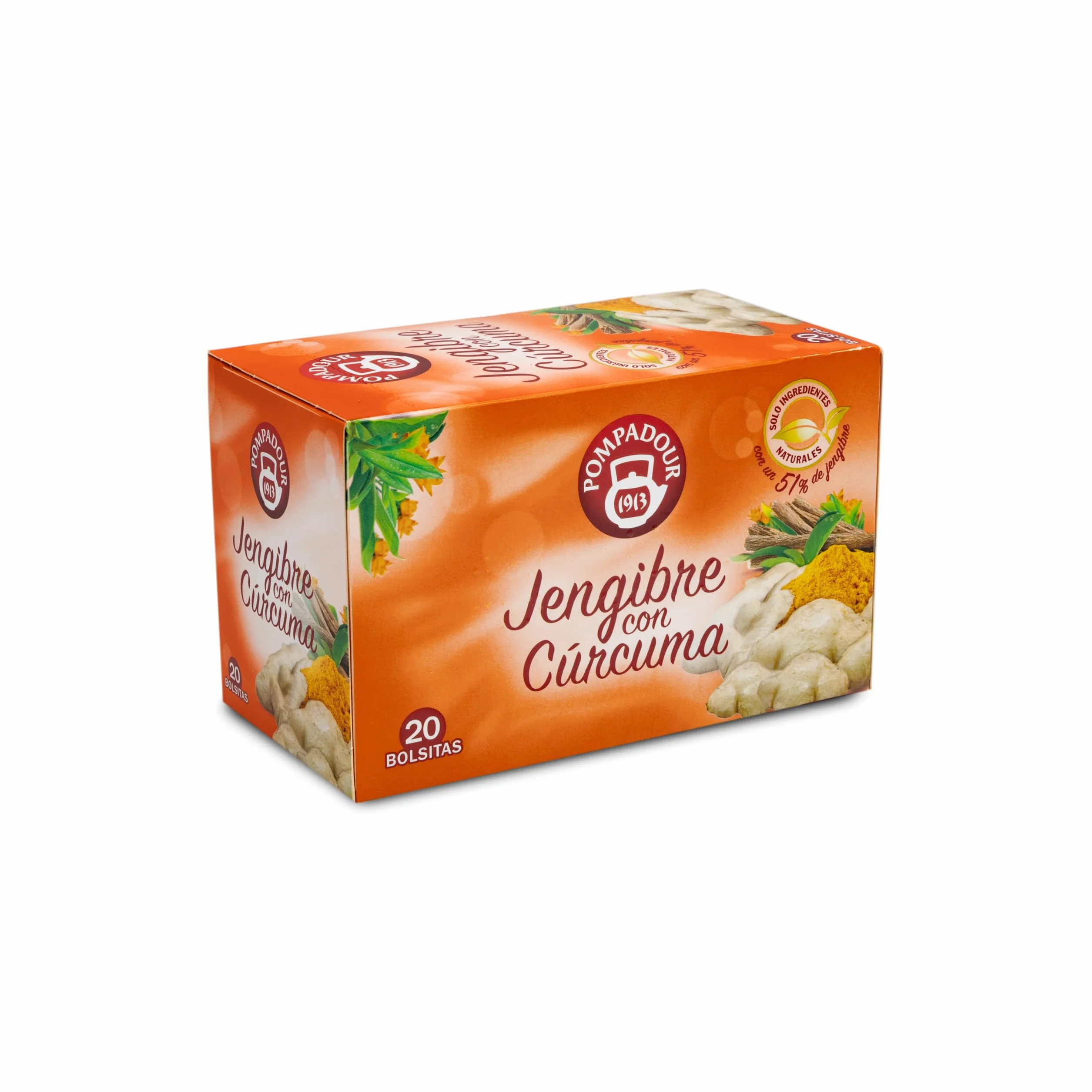 Pompadour Infusión Jengibre Cúrcuma 20 Bolsitas
