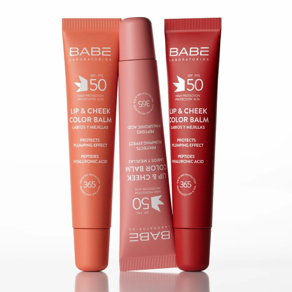 Laboratorios Babé LIP & CHEEK SPF 50 ROSA Bálsamo Fotoprotector Tono Rosa Protección Solar SPF 50 Hidratación Volumen Natural Labios Mejillas