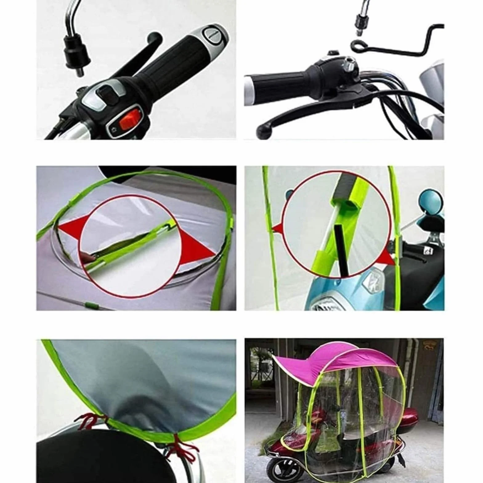 Paraguas plegable de la sombrilla del scooter para las motocicletas con los espejos, cubierta impermeable de la lluvia y protección UV, toldo portátil ligero para una visibilidad y comodidad mejoradas