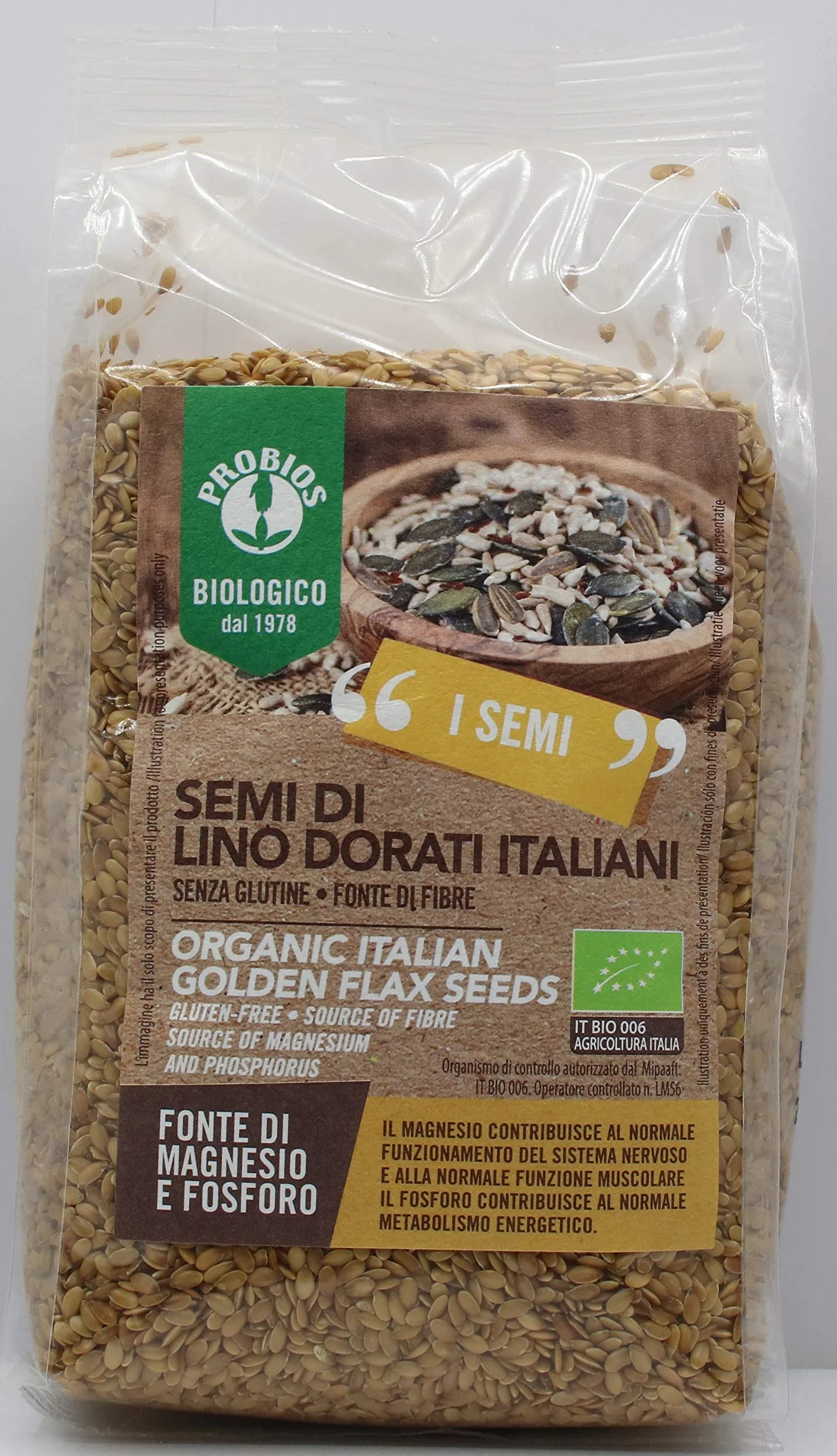 Probios Semillas de Lino Dorado - Alto en Proteínas - Sin Gluten - Paquete de 6 (6 x 500 g)